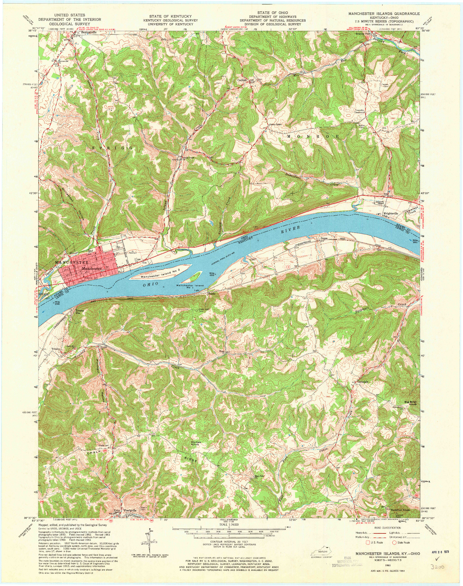 USGS 1:24000-SCALE QUADRANGLE FOR MANCHESTER ISLANDS, KY 1961