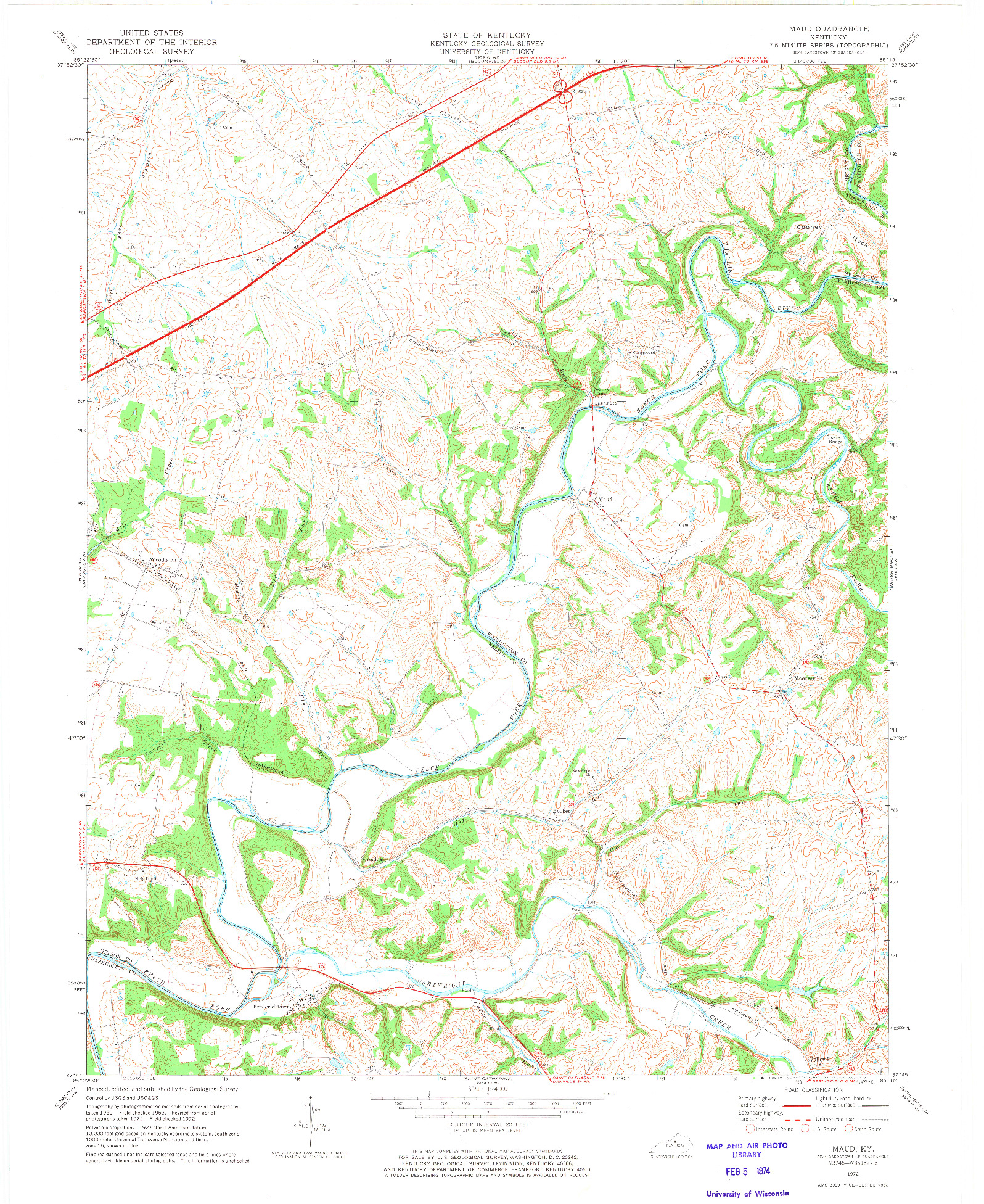 USGS 1:24000-SCALE QUADRANGLE FOR MAUD, KY 1972