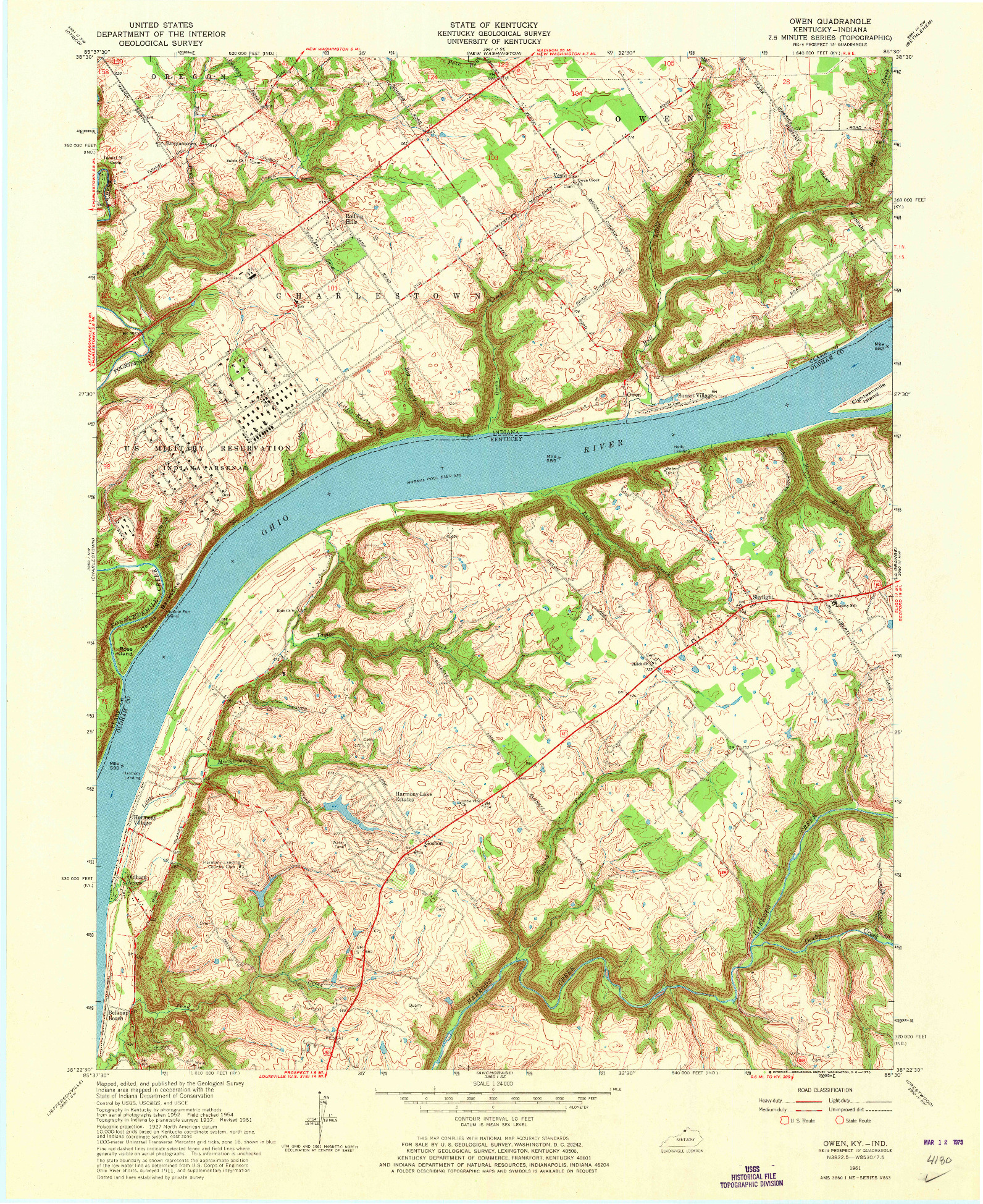 USGS 1:24000-SCALE QUADRANGLE FOR OWEN, KY 1961