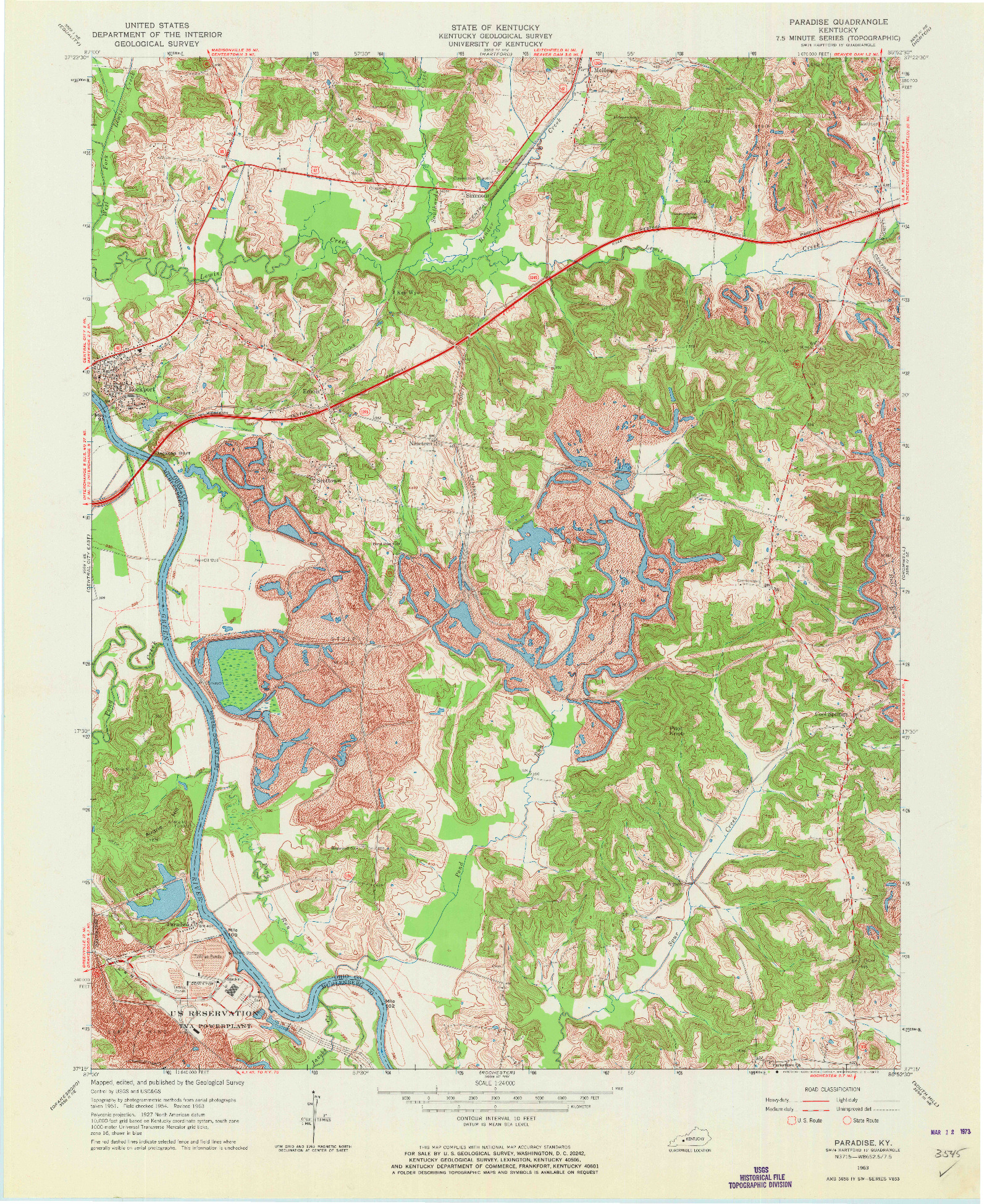 USGS 1:24000-SCALE QUADRANGLE FOR PARADISE, KY 1963