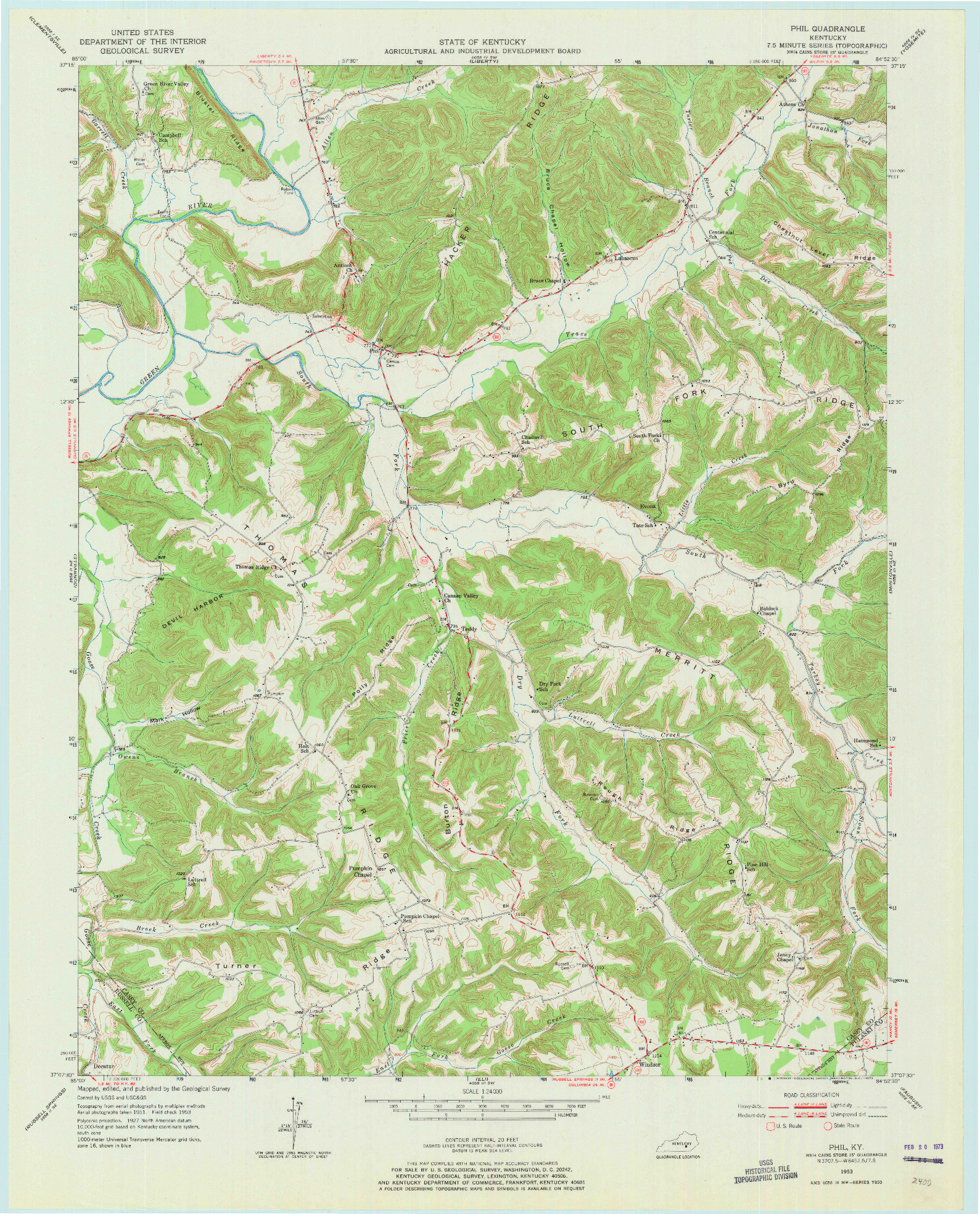 USGS 1:24000-SCALE QUADRANGLE FOR PHIL, KY 1953