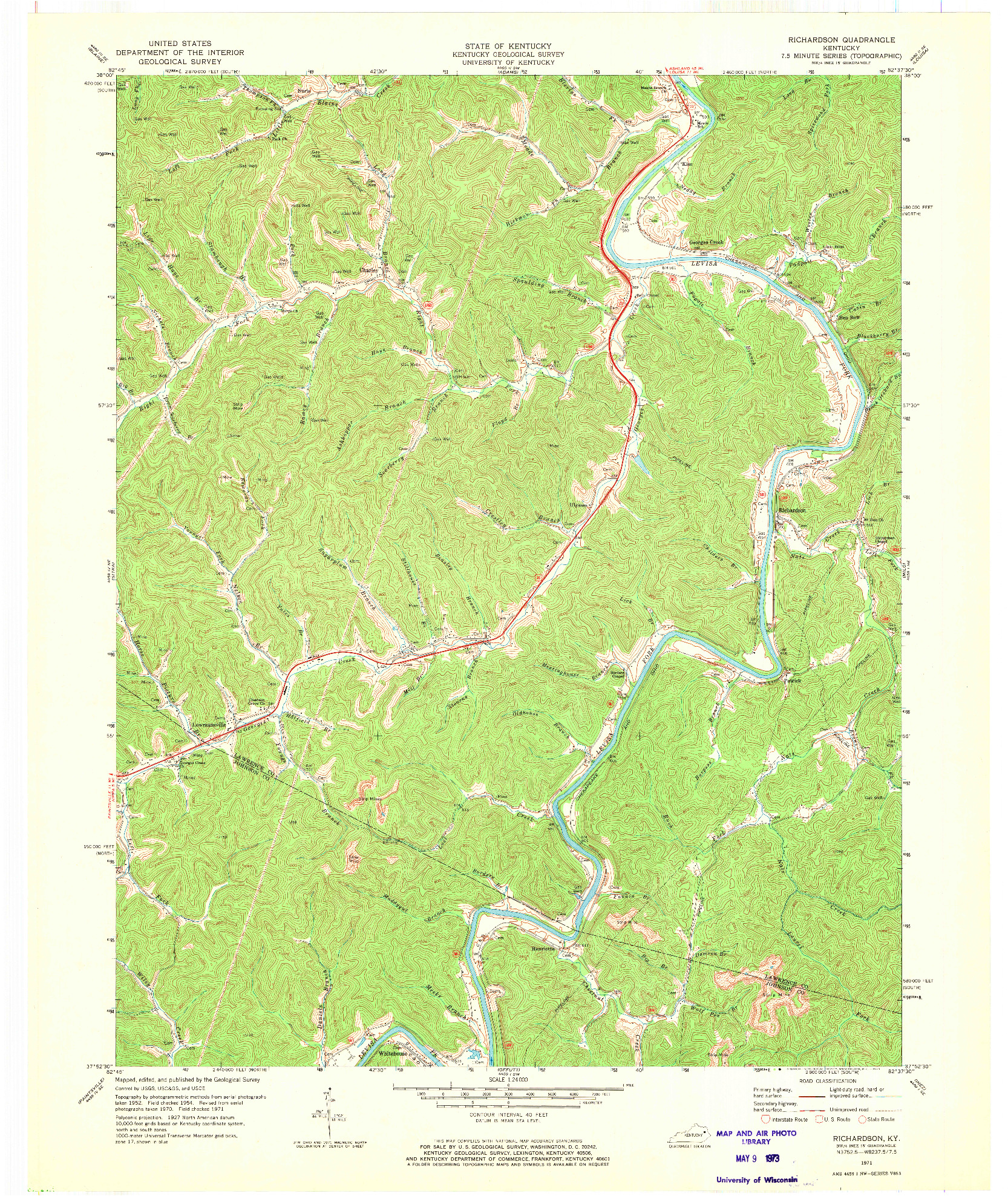 USGS 1:24000-SCALE QUADRANGLE FOR RICHARDSON, KY 1971