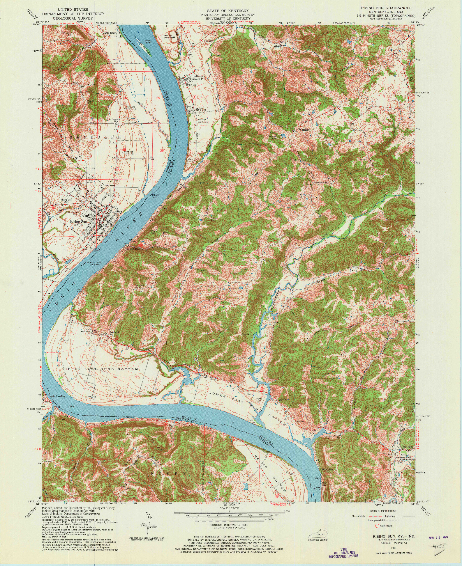 USGS 1:24000-SCALE QUADRANGLE FOR RISING SUN, KY 1961