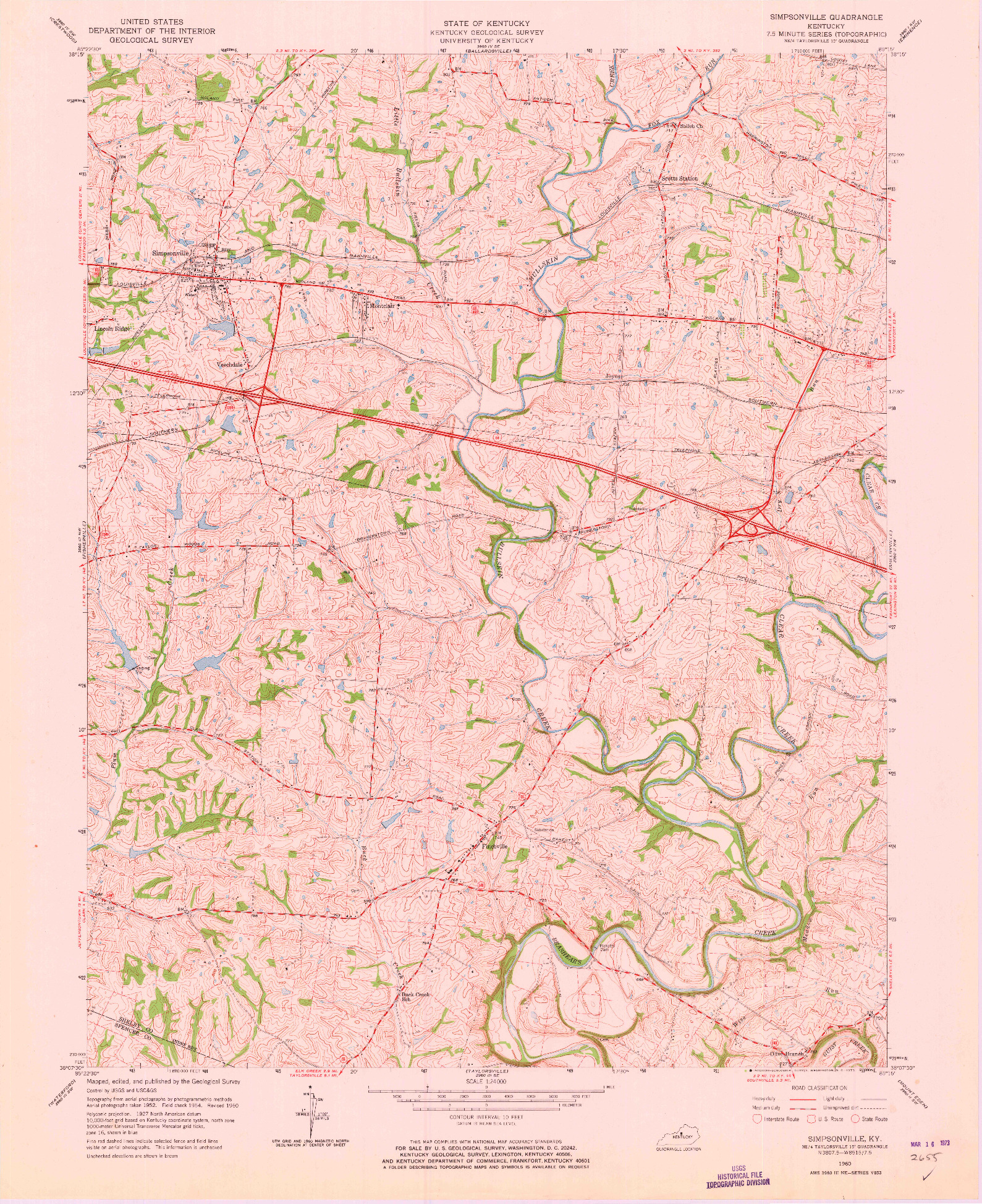USGS 1:24000-SCALE QUADRANGLE FOR SIMPSONVILLE, KY 1960
