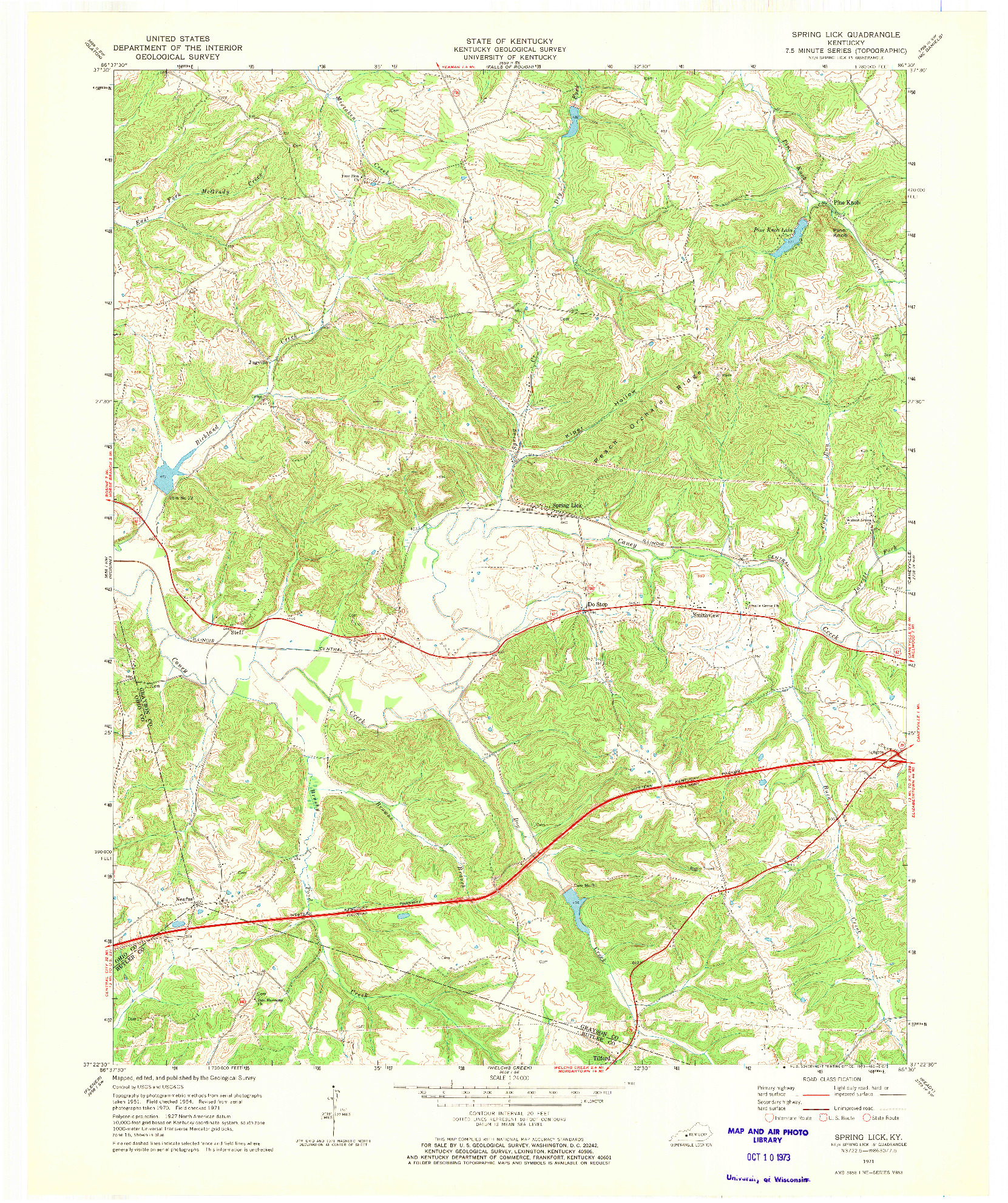 USGS 1:24000-SCALE QUADRANGLE FOR SPRING LICK, KY 1971