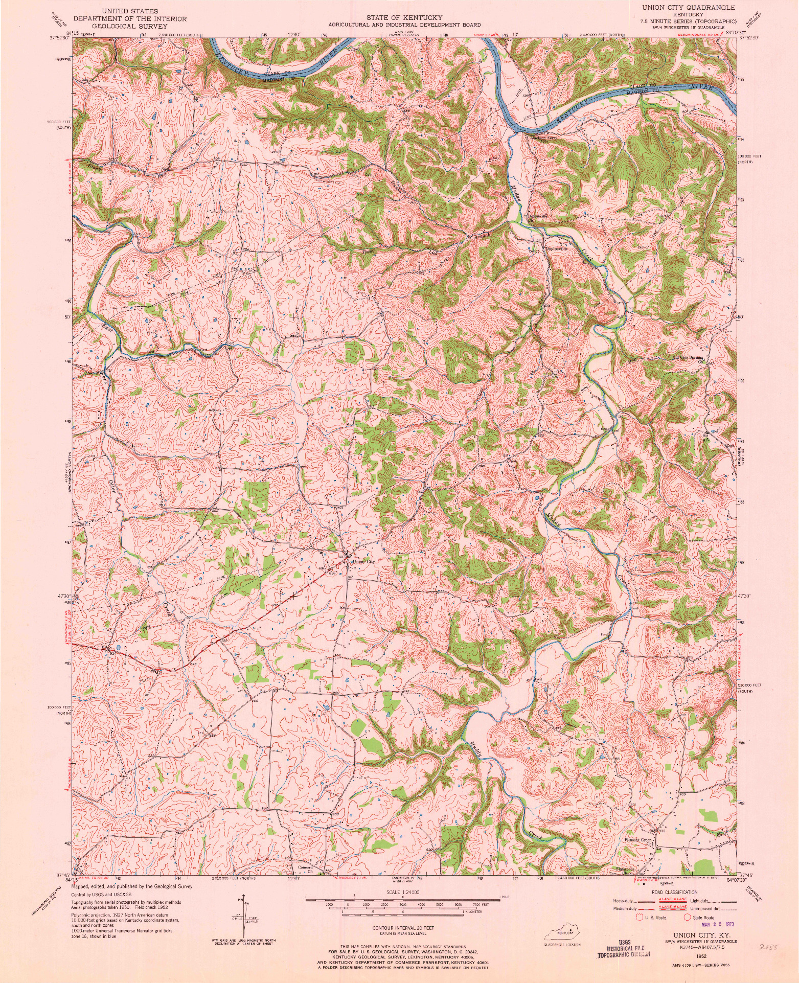 USGS 1:24000-SCALE QUADRANGLE FOR UNION CITY, KY 1952