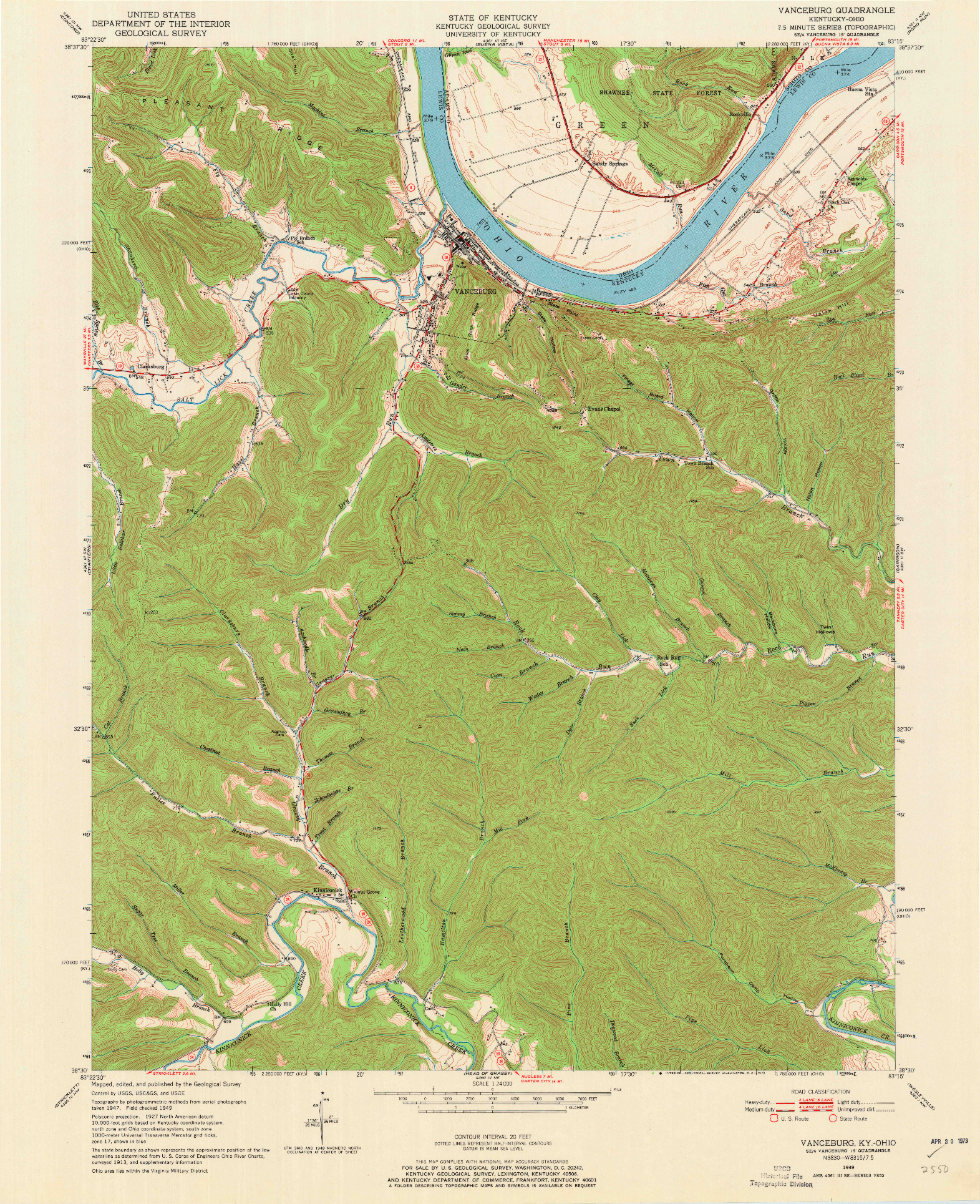 USGS 1:24000-SCALE QUADRANGLE FOR VANCEBURG, KY 1949