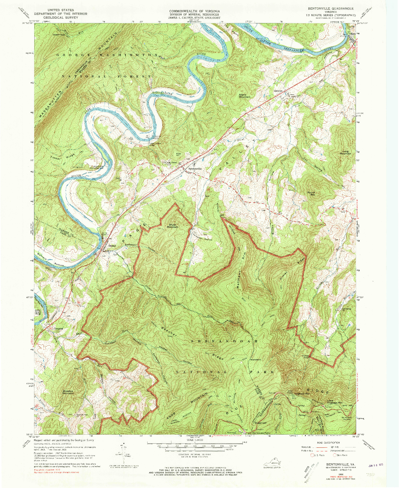 USGS 1:24000-SCALE QUADRANGLE FOR BENTONVILLE, VA 1966