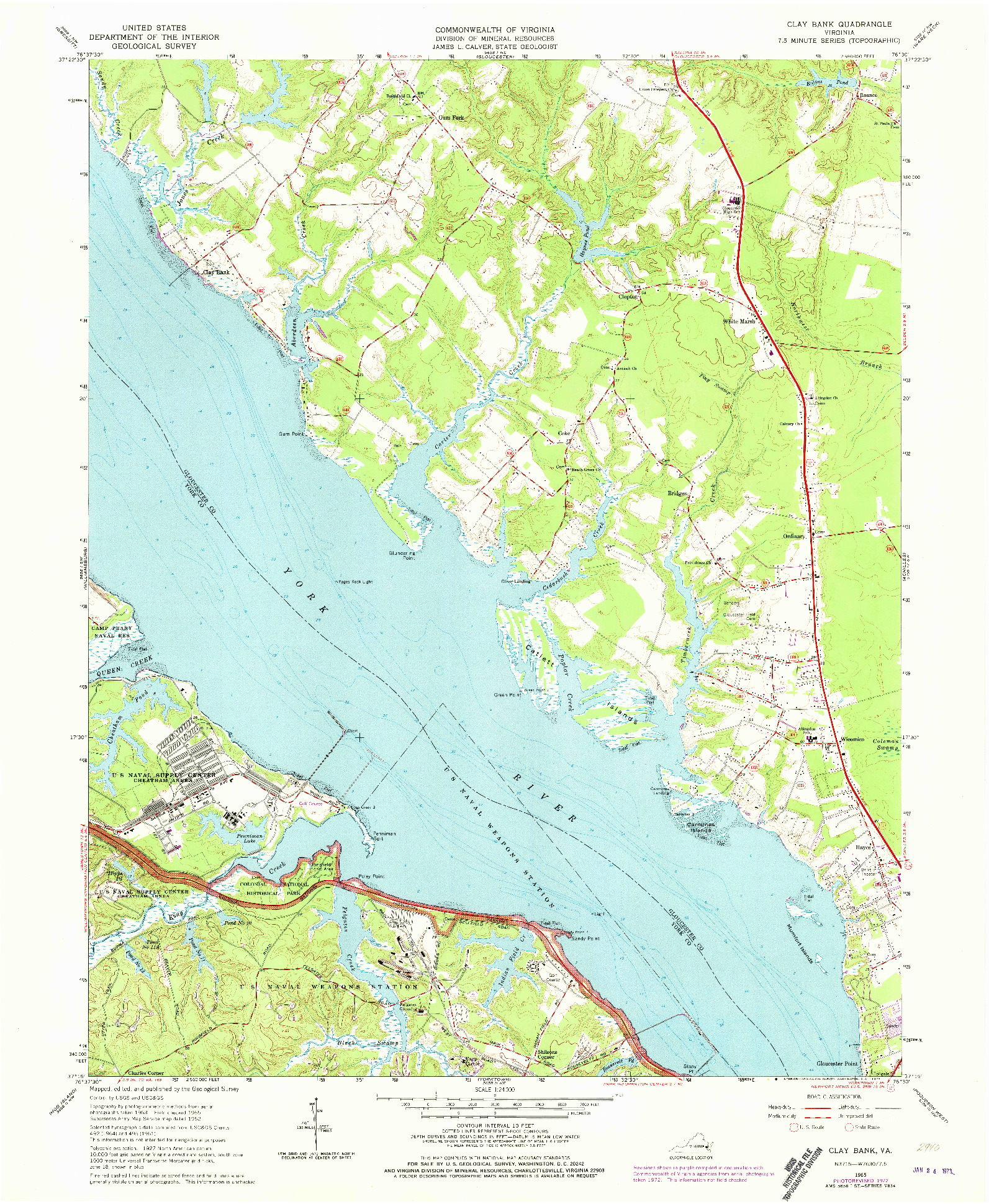 USGS 1:24000-SCALE QUADRANGLE FOR CLAY BANK, VA 1965