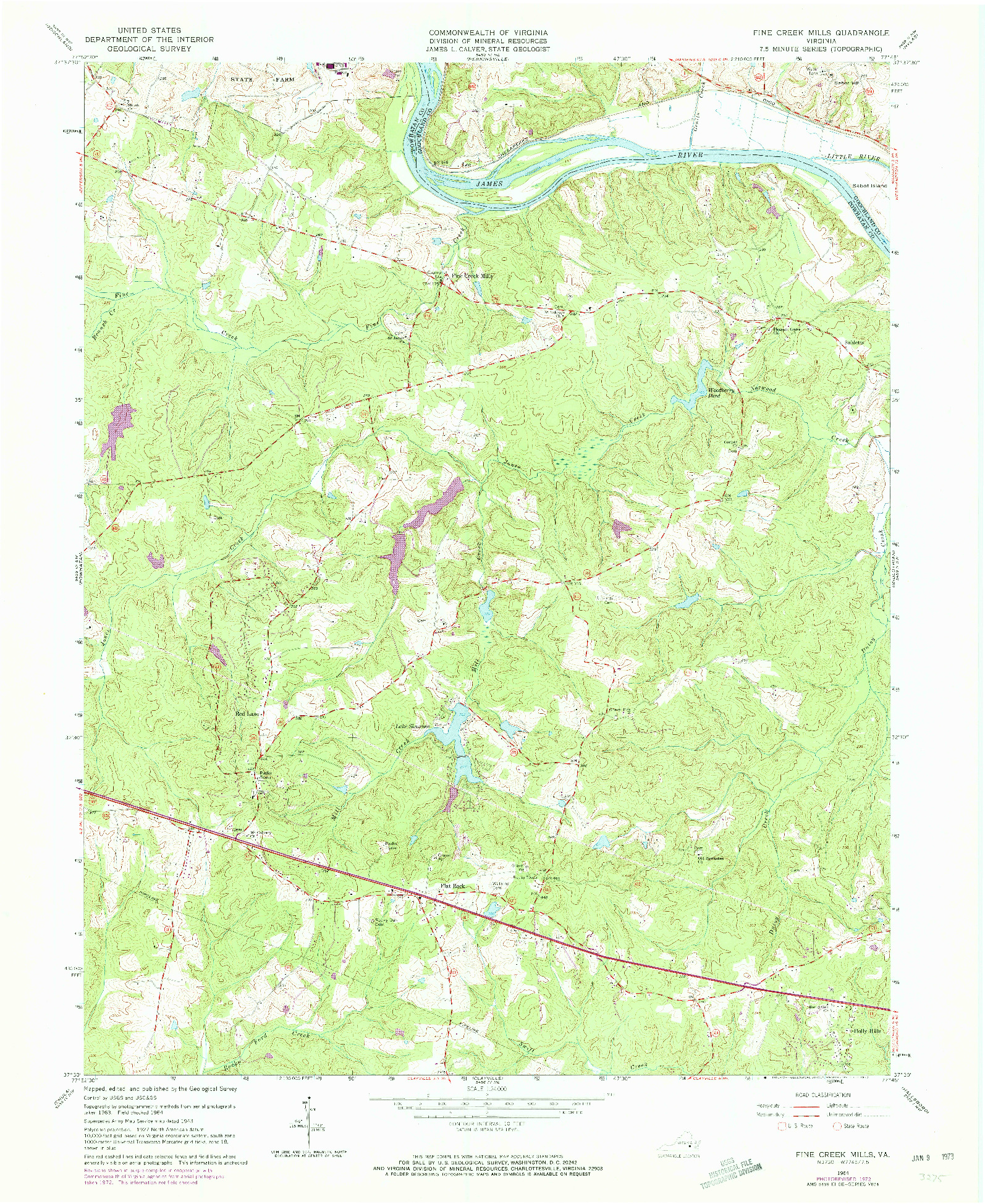 USGS 1:24000-SCALE QUADRANGLE FOR FINE CREEK MILLS, VA 1964