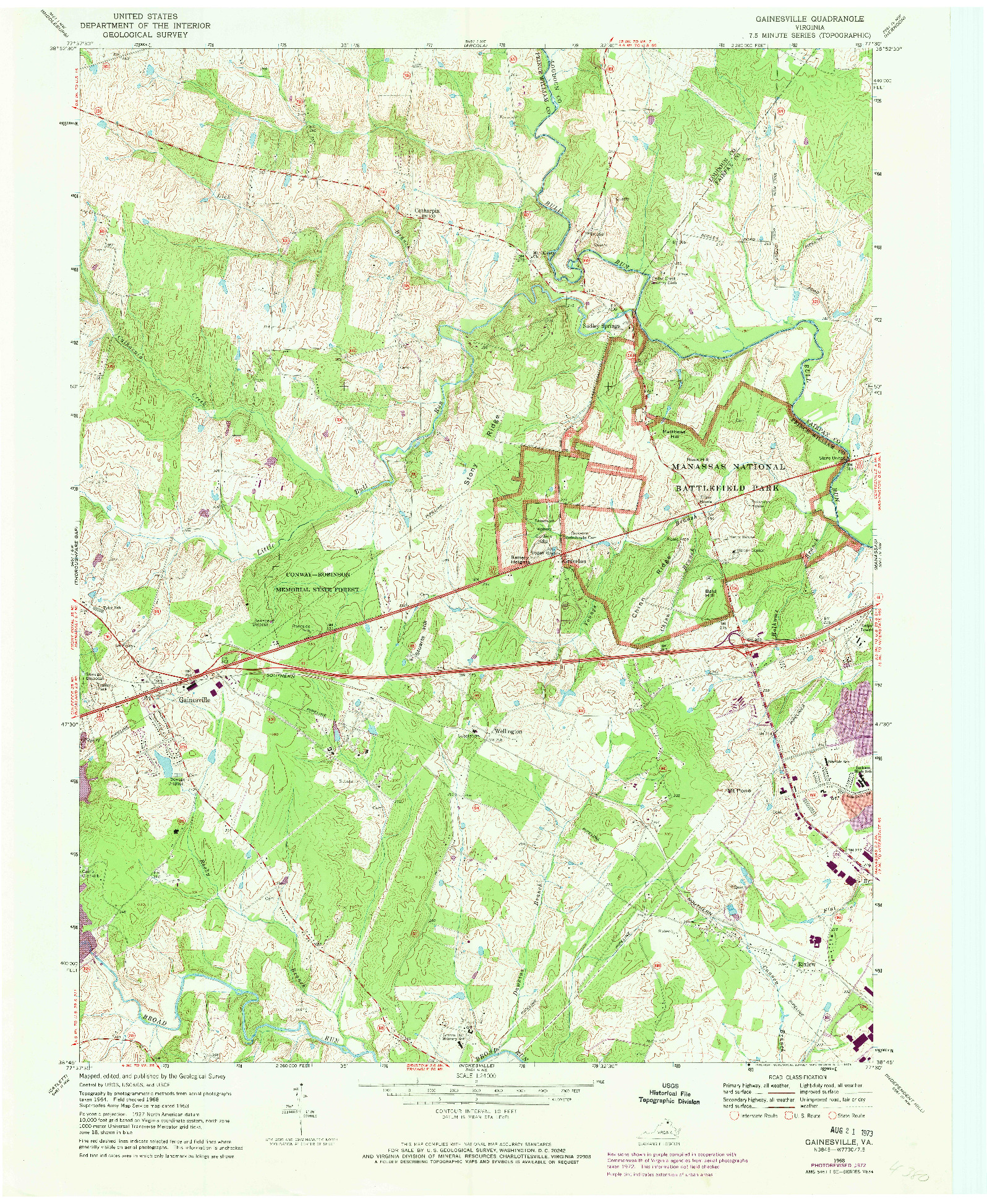 USGS 1:24000-SCALE QUADRANGLE FOR GAINESVILLE, VA 1968