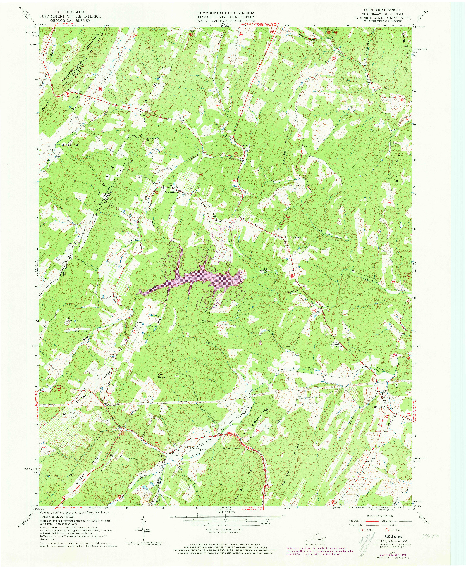 USGS 1:24000-SCALE QUADRANGLE FOR GORE, VA 1965