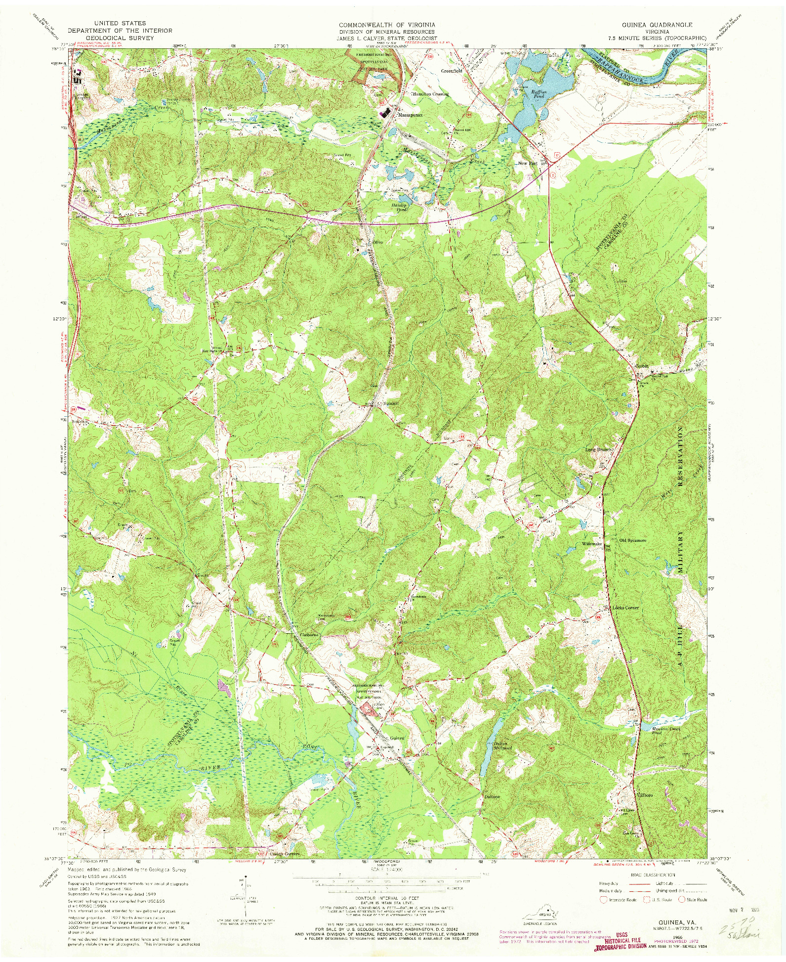 USGS 1:24000-SCALE QUADRANGLE FOR GUINEA, VA 1966