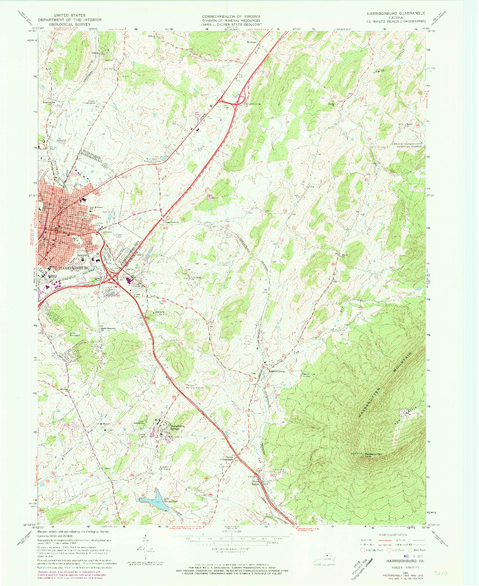 USGS 1:24000-SCALE QUADRANGLE FOR HARRISONBURG, VA 1964