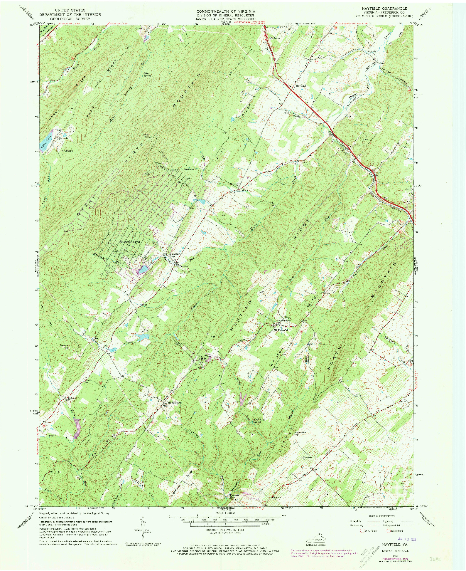 USGS 1:24000-SCALE QUADRANGLE FOR HAYFIELD, VA 1965