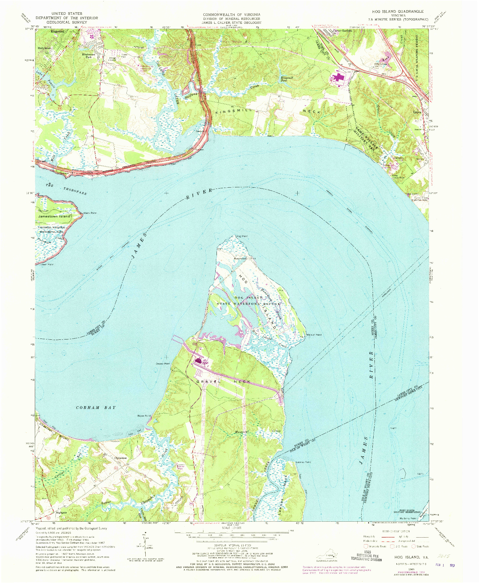 USGS 1:24000-SCALE QUADRANGLE FOR HOG ISLAND, VA 1965