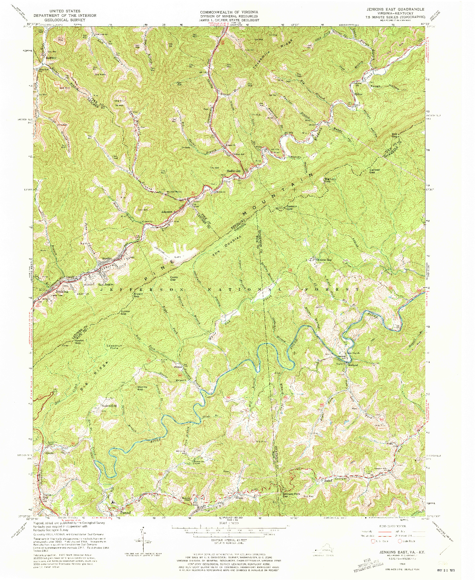 USGS 1:24000-SCALE QUADRANGLE FOR JENKINS EAST, VA 1963