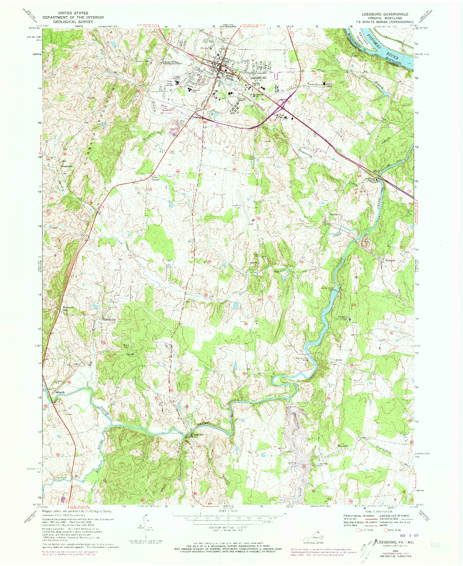 USGS 1:24000-SCALE QUADRANGLE FOR LEESBURG, VA 1968
