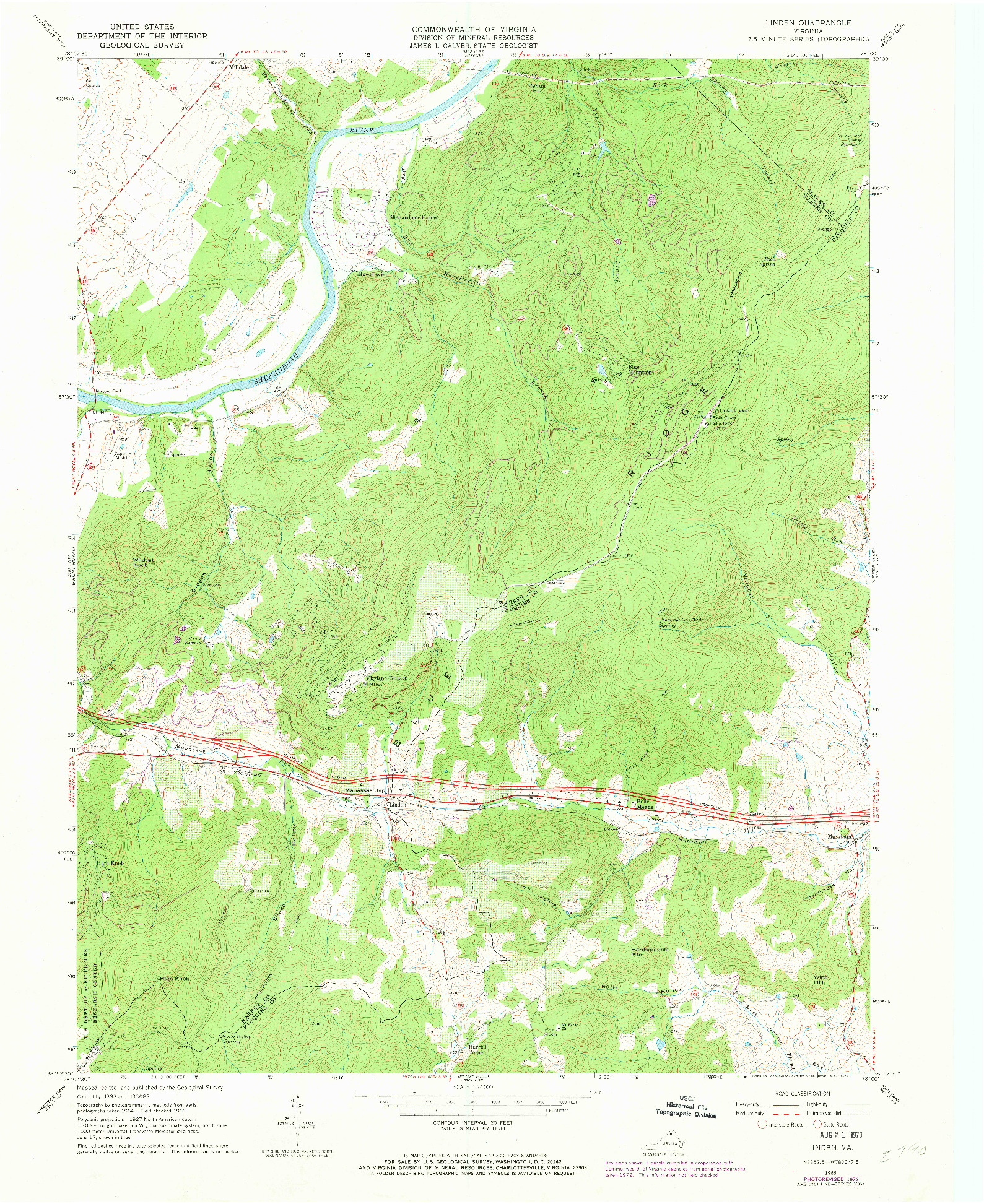 USGS 1:24000-SCALE QUADRANGLE FOR LINDEN, VA 1966