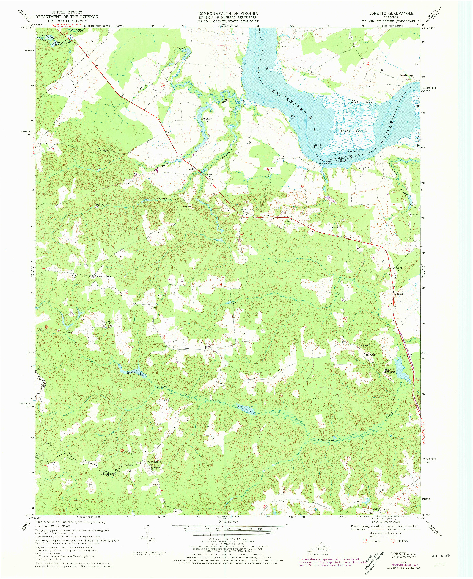 USGS 1:24000-SCALE QUADRANGLE FOR LORETTO, VA 1968