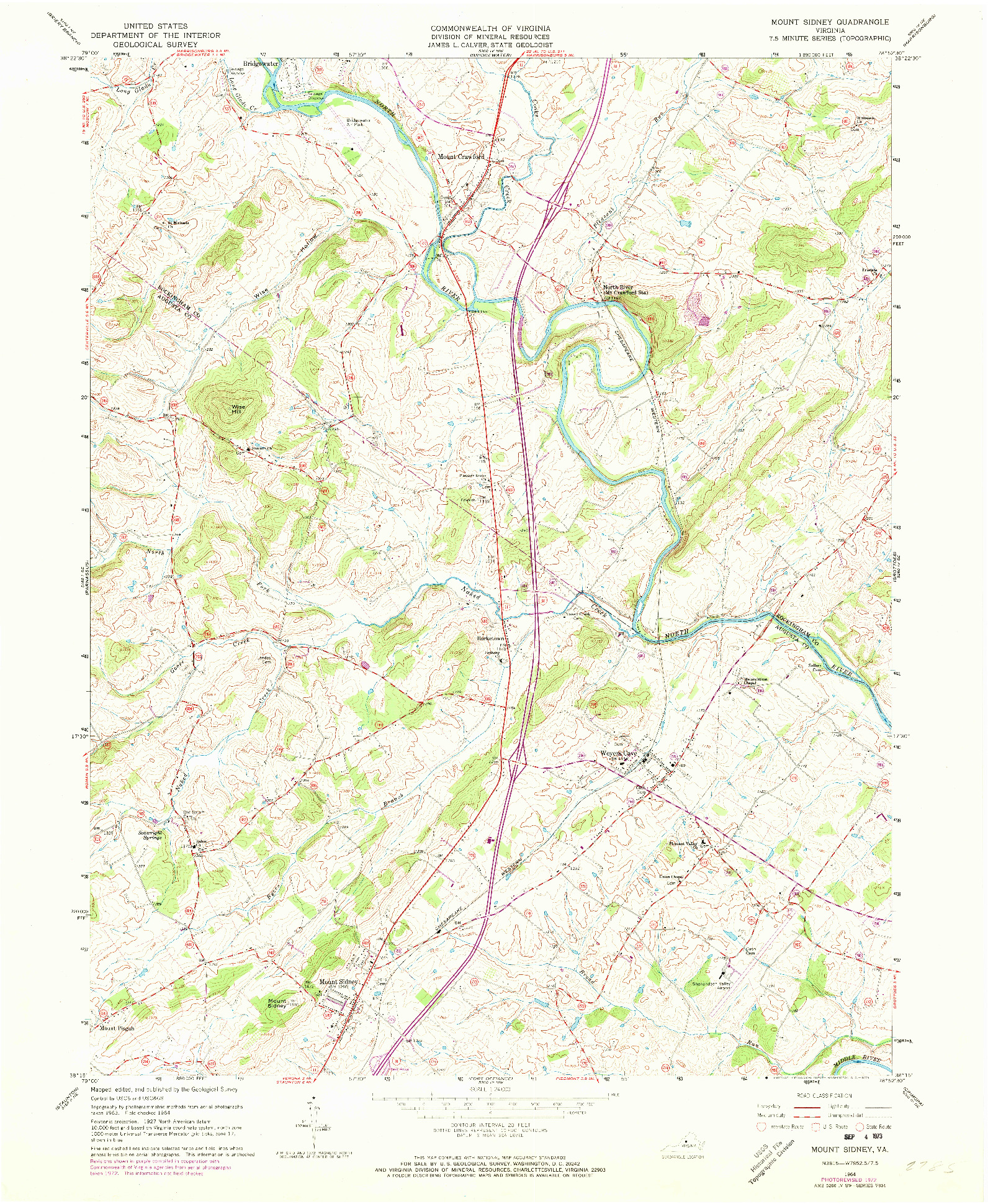 USGS 1:24000-SCALE QUADRANGLE FOR MOUNT SIDNEY, VA 1964