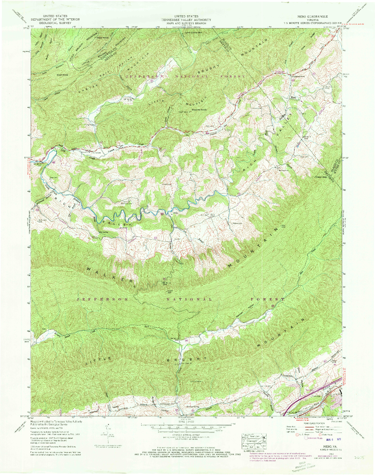 USGS 1:24000-SCALE QUADRANGLE FOR NEBO, VA 1959