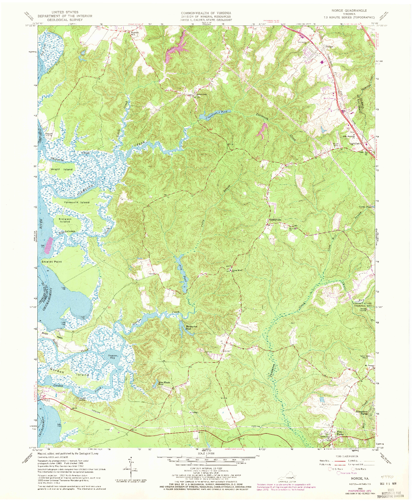 USGS 1:24000-SCALE QUADRANGLE FOR NORGE, VA 1965