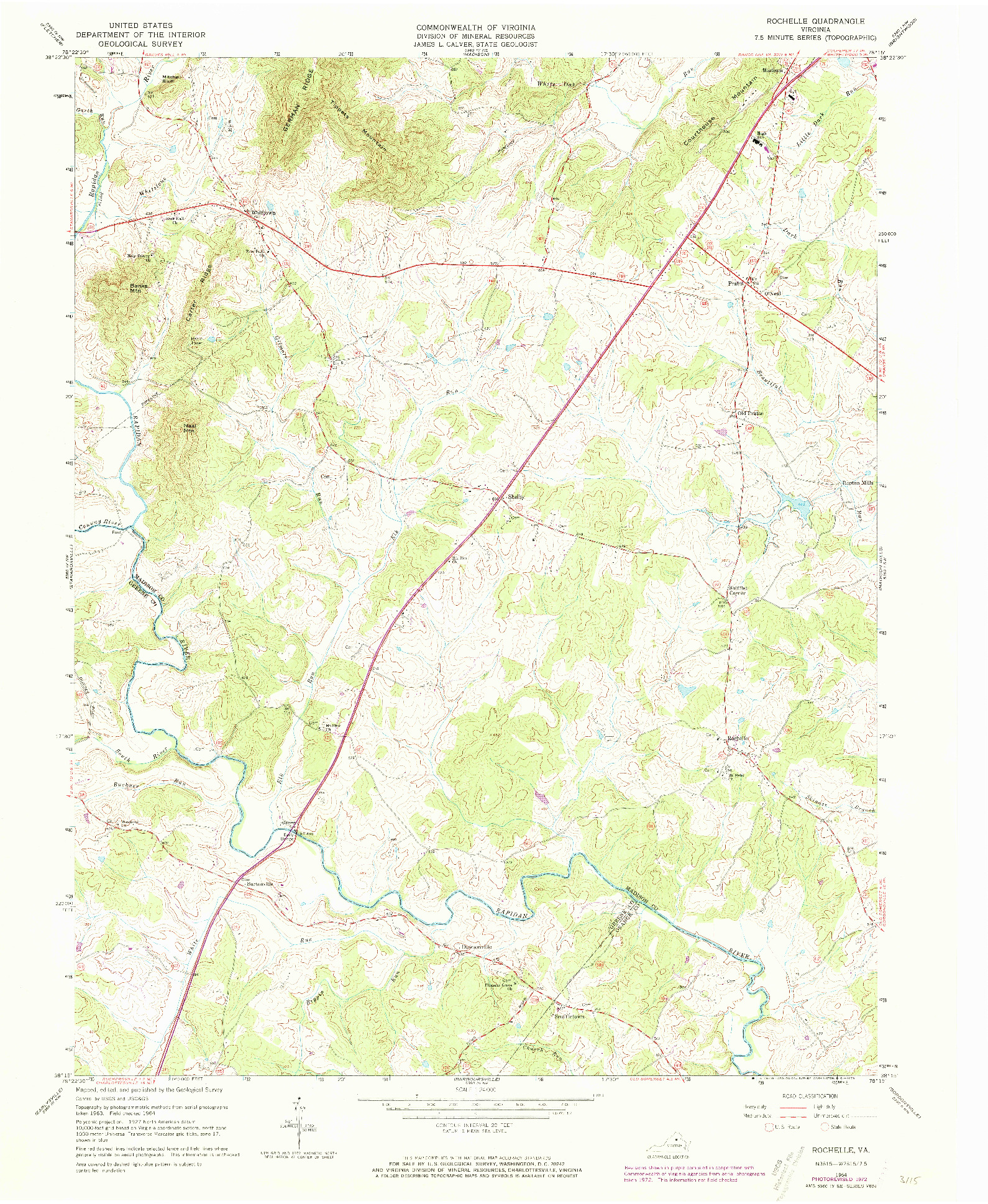 USGS 1:24000-SCALE QUADRANGLE FOR ROCHELLE, VA 1964