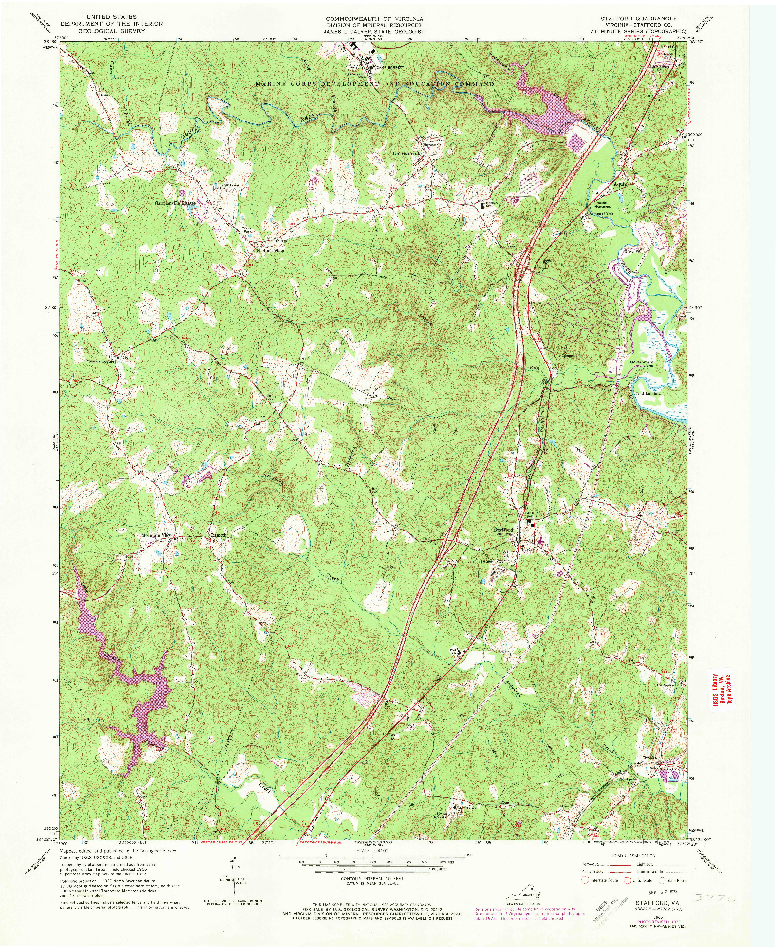 USGS 1:24000-SCALE QUADRANGLE FOR STAFFORD, VA 1966