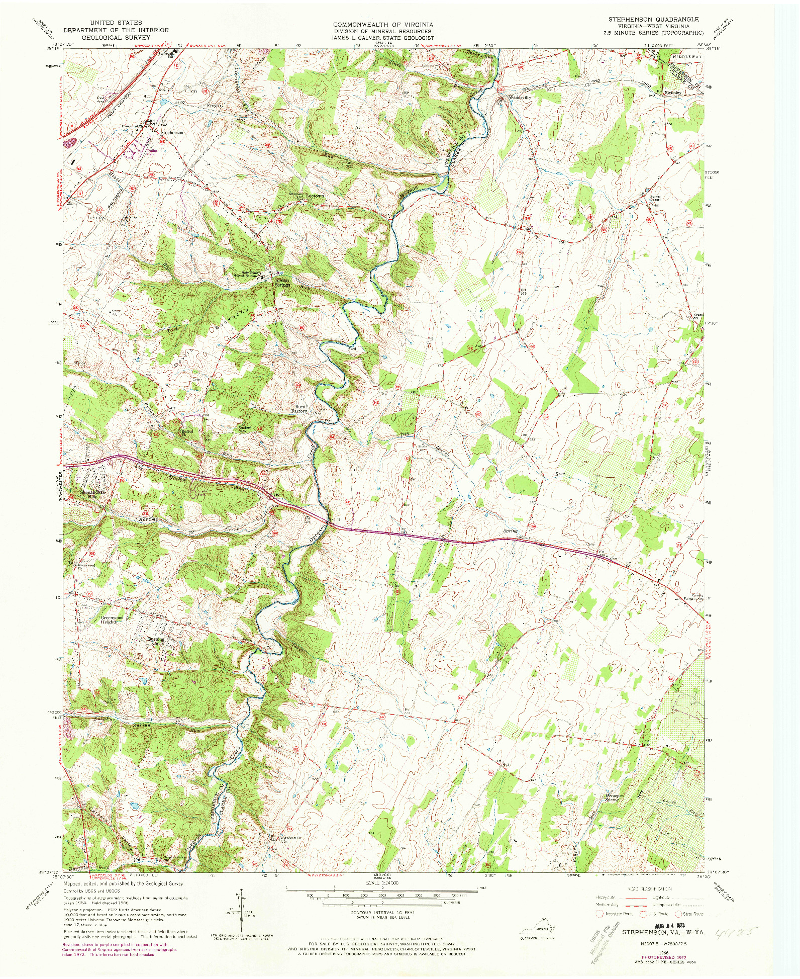 USGS 1:24000-SCALE QUADRANGLE FOR STEPHENSON, VA 1966