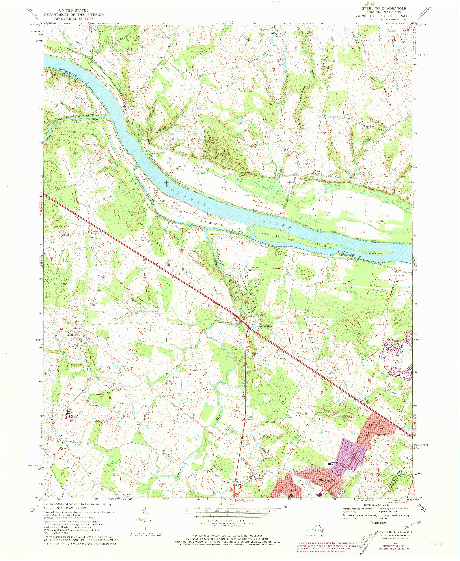 USGS 1:24000-SCALE QUADRANGLE FOR STERLING, VA 1968