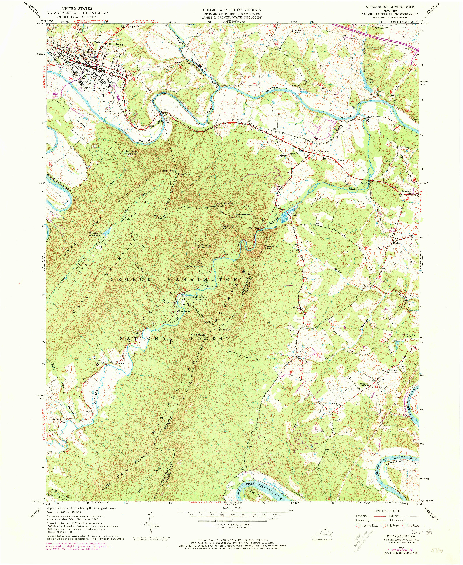 USGS 1:24000-SCALE QUADRANGLE FOR STRASBURG, VA 1966