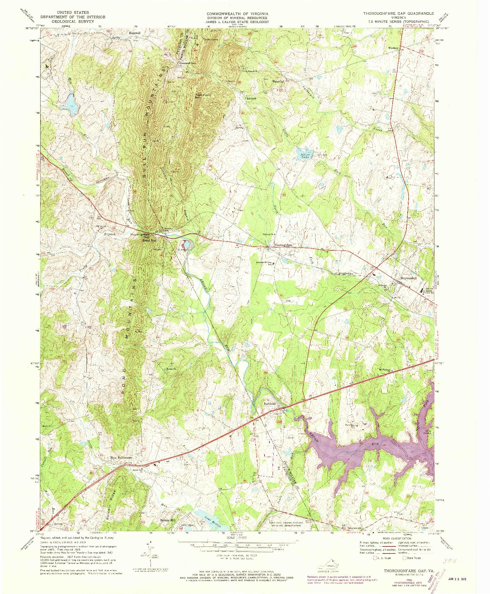 USGS 1:24000-SCALE QUADRANGLE FOR THOROUGHFARE GAP, VA 1966