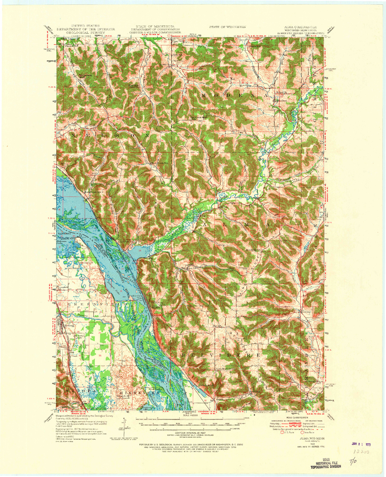 USGS 1:62500-SCALE QUADRANGLE FOR ALMA, WI 1950