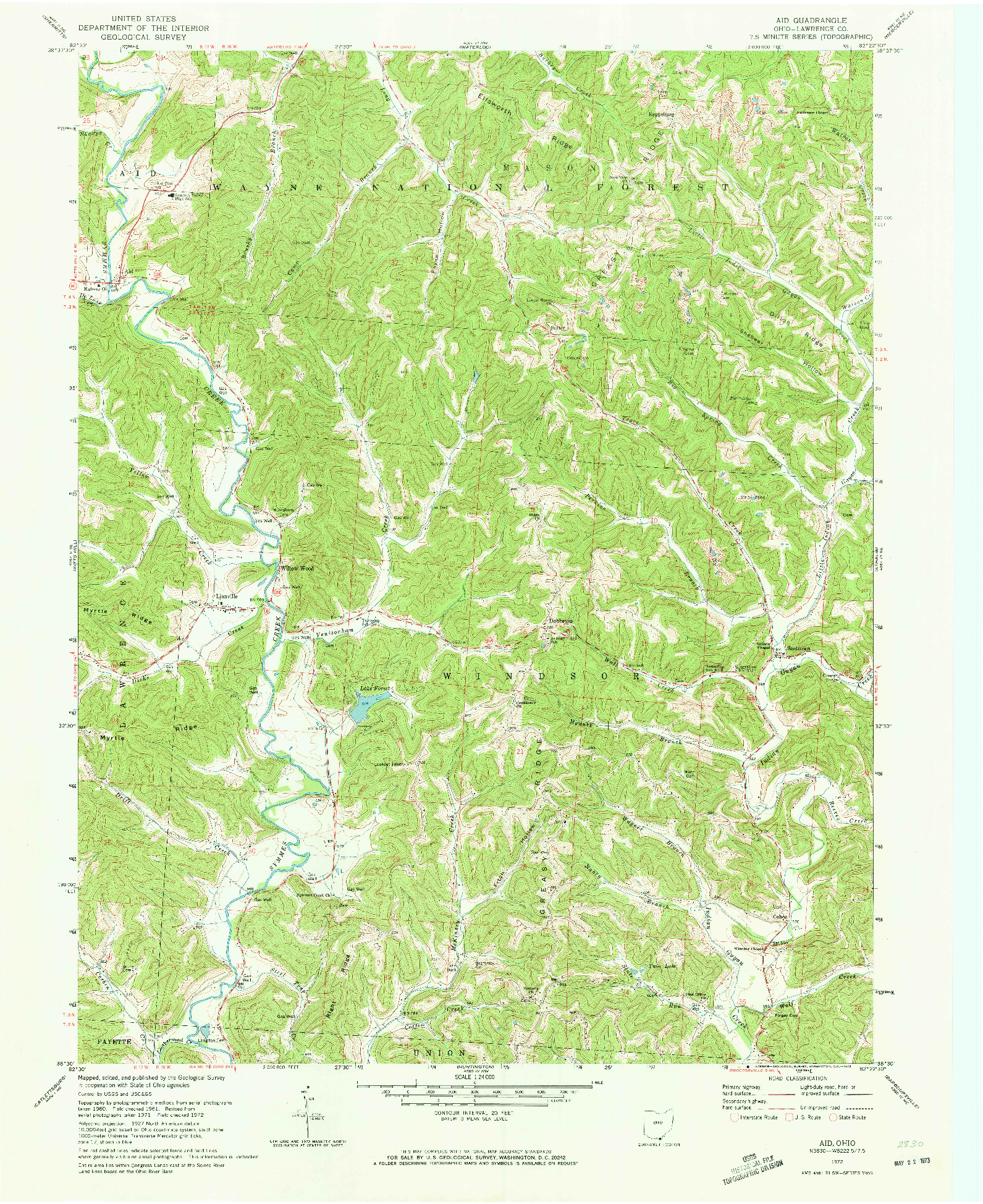 USGS 1:24000-SCALE QUADRANGLE FOR AID, OH 1972