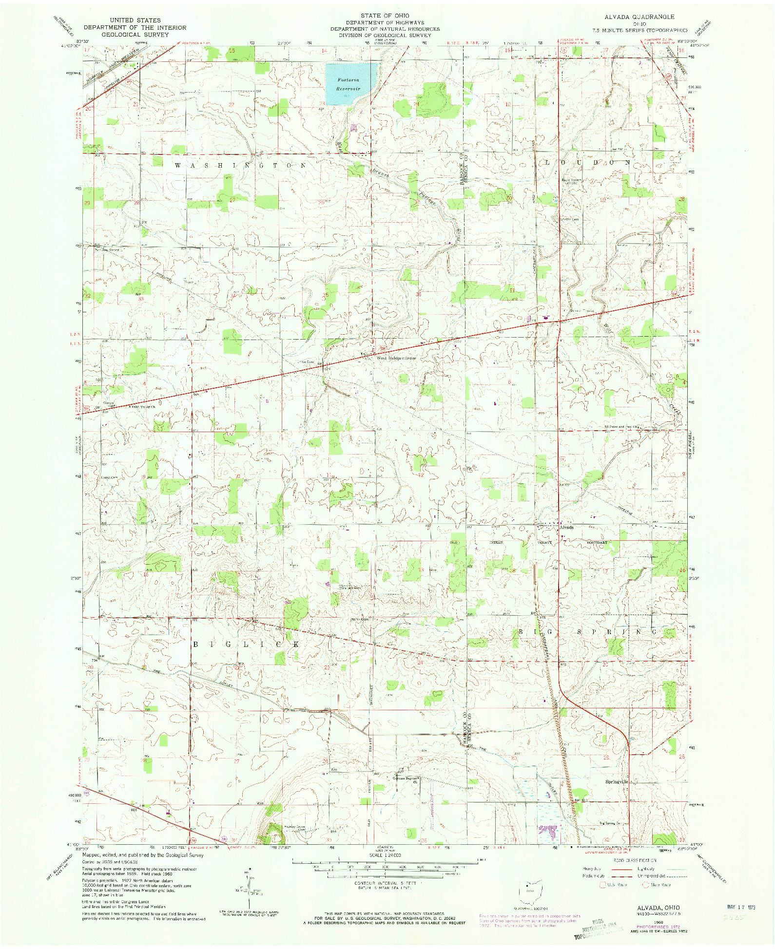 USGS 1:24000-SCALE QUADRANGLE FOR ALVADA, OH 1960