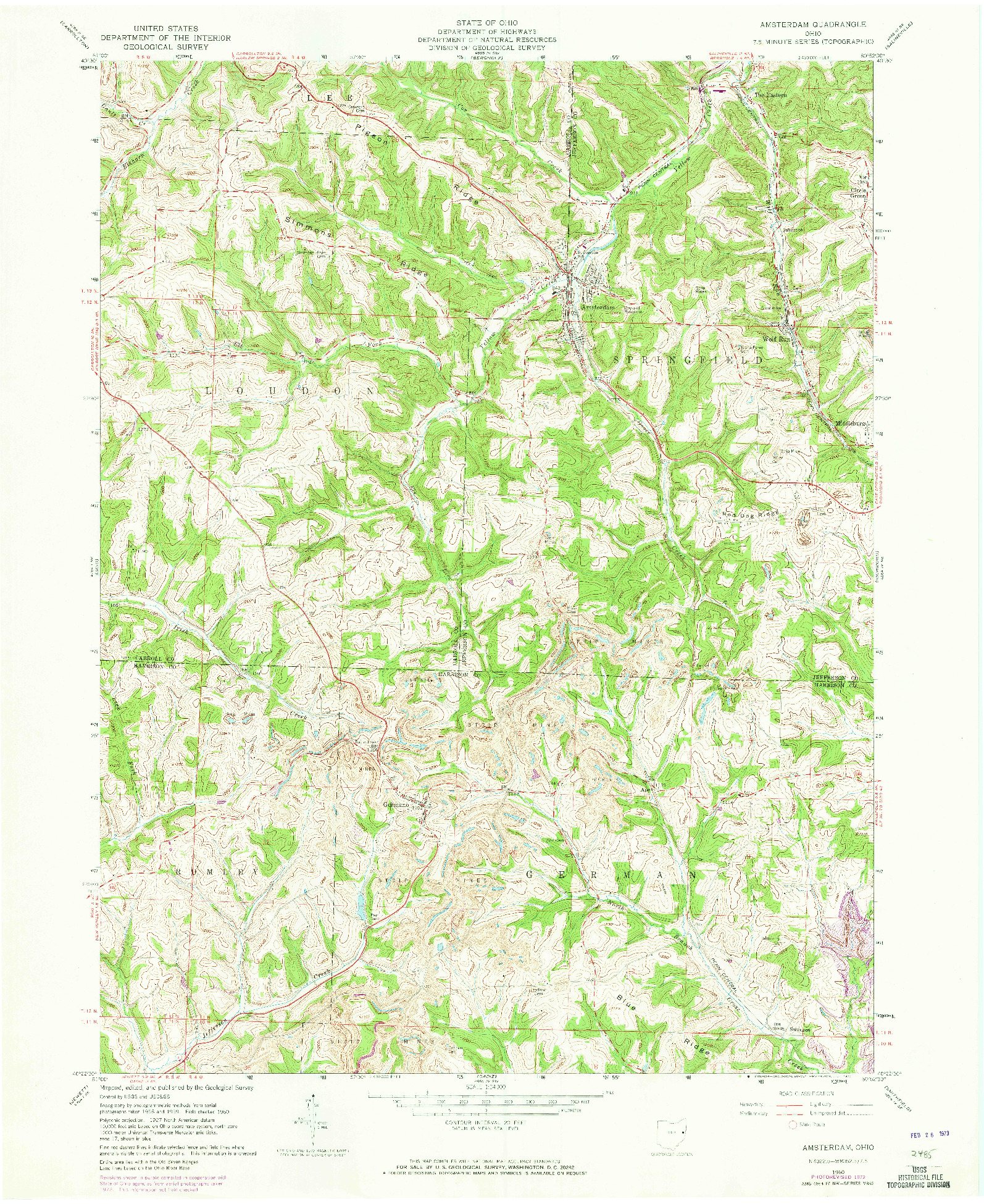 USGS 1:24000-SCALE QUADRANGLE FOR AMSTERDAM, OH 1960