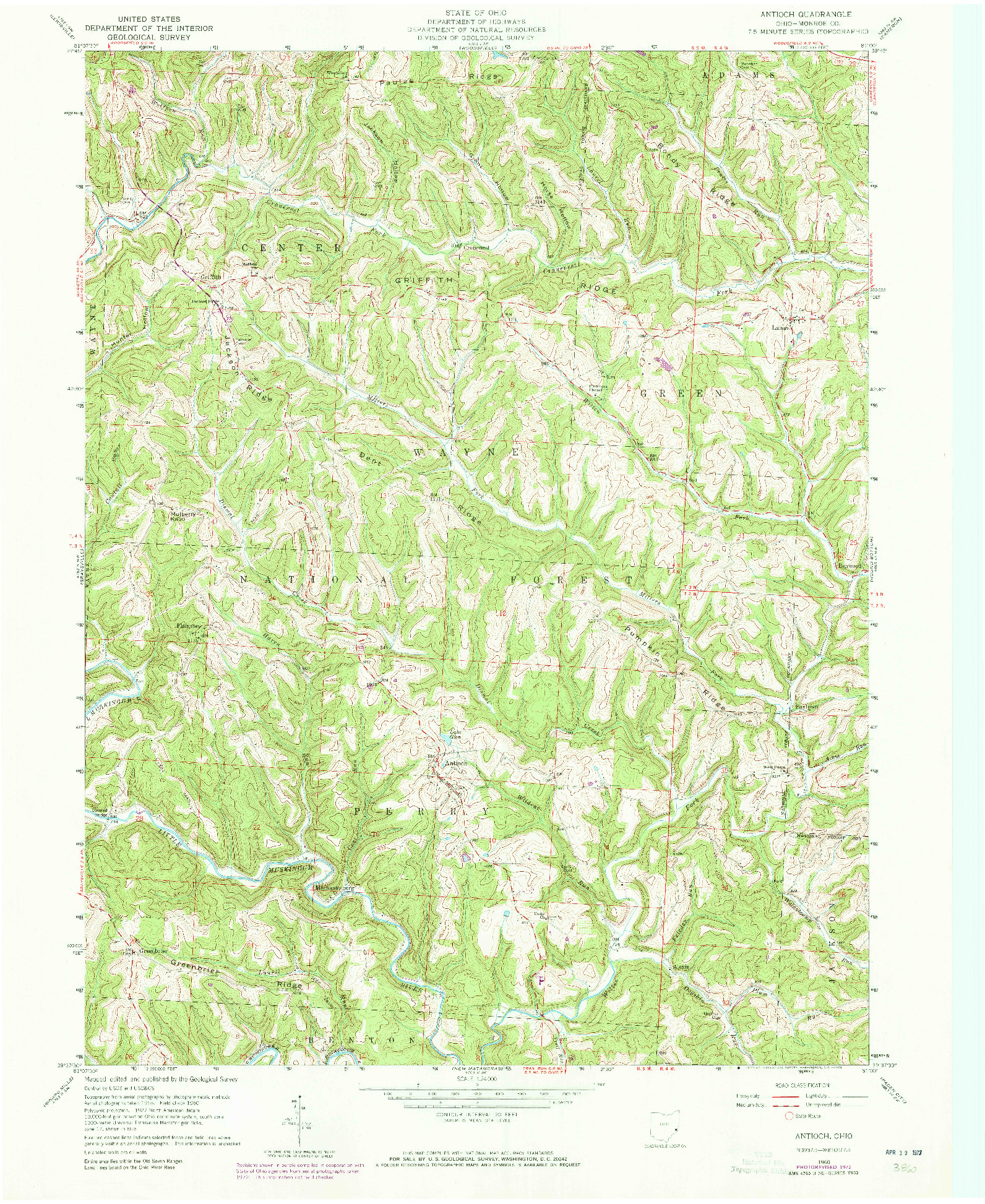 USGS 1:24000-SCALE QUADRANGLE FOR ANTIOCH, OH 1960