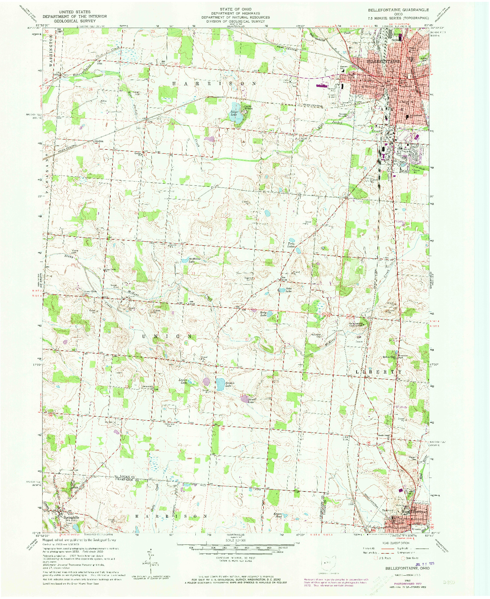 USGS 1:24000-SCALE QUADRANGLE FOR BELLEFONTAINE, OH 1960