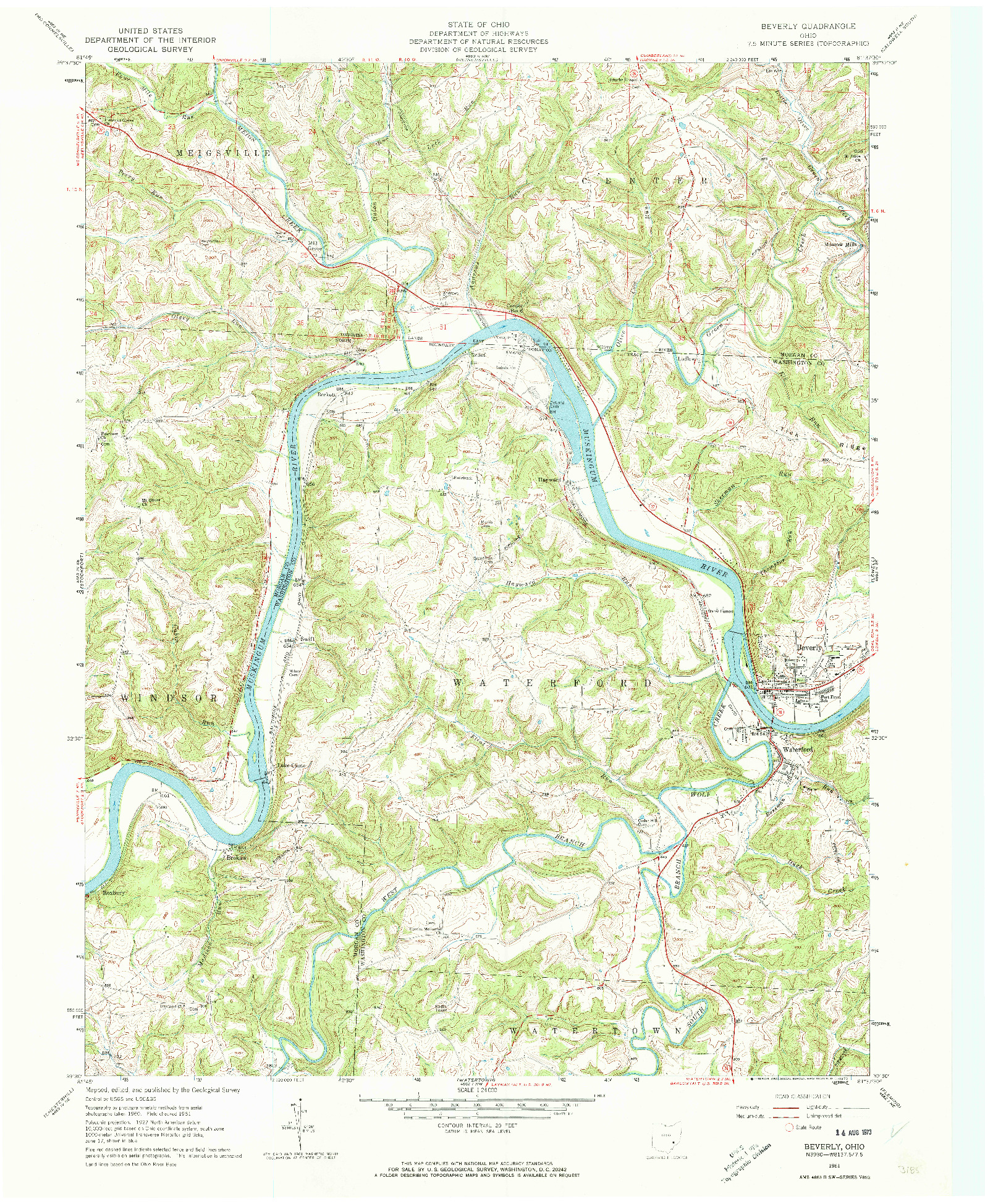 USGS 1:24000-SCALE QUADRANGLE FOR BEVERLY, OH 1961