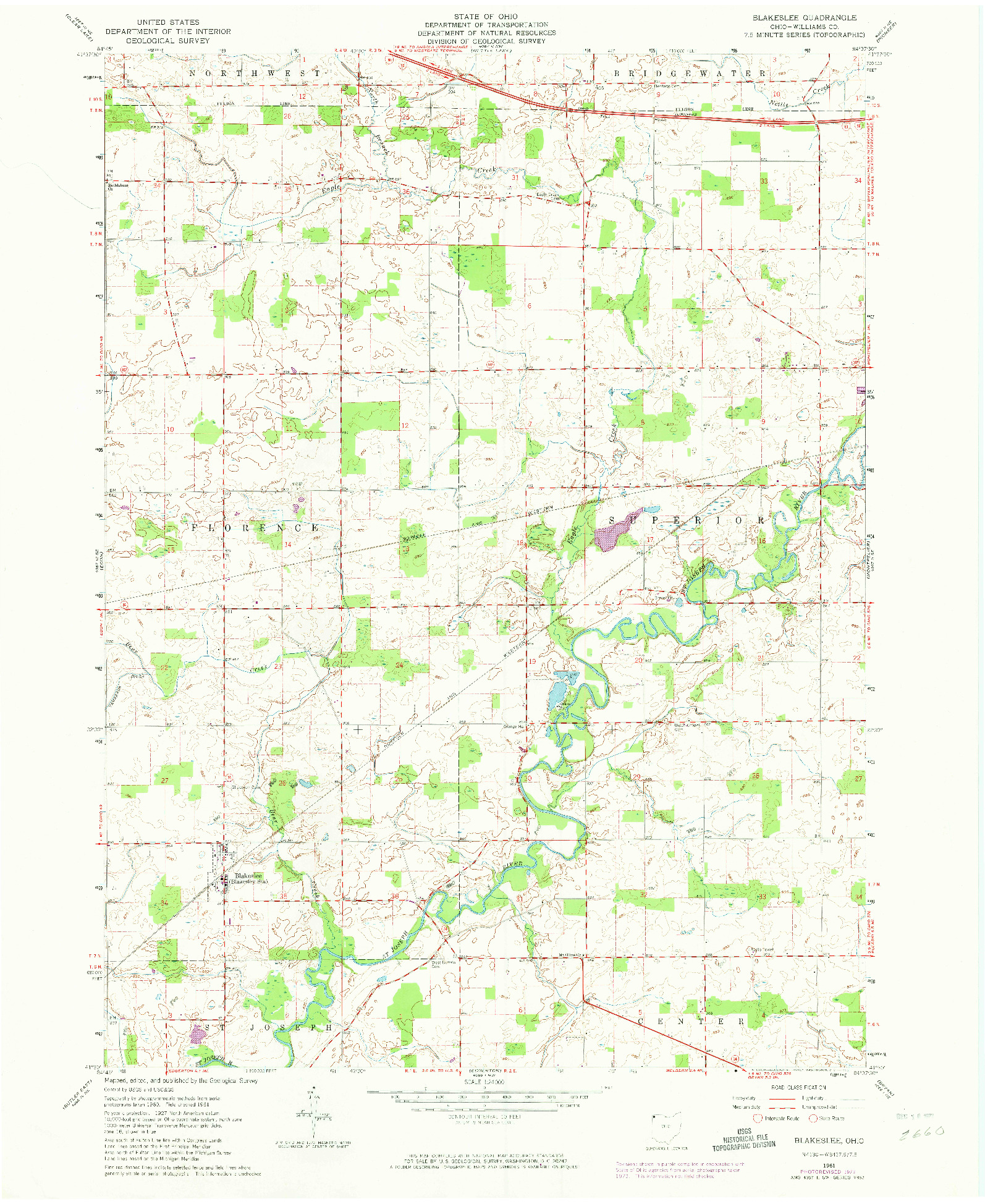 USGS 1:24000-SCALE QUADRANGLE FOR BLAKESLEE, OH 1961