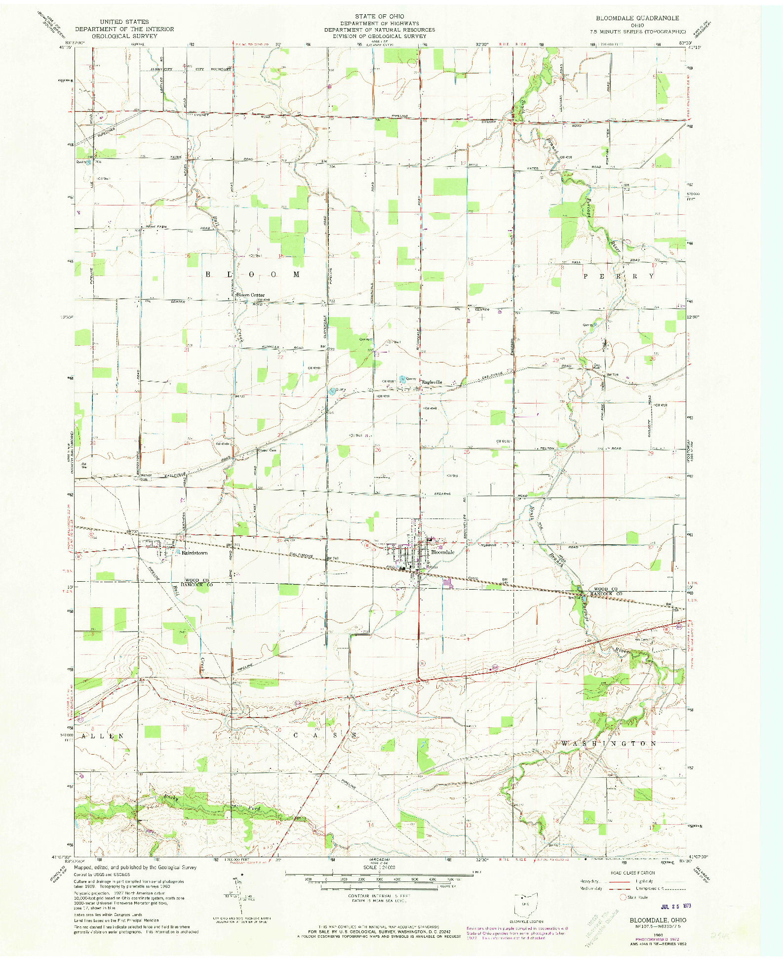 USGS 1:24000-SCALE QUADRANGLE FOR BLOOMDALE, OH 1960