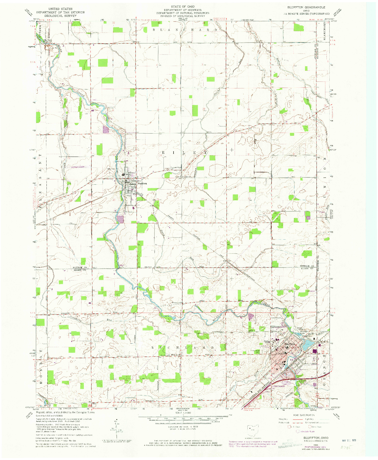 USGS 1:24000-SCALE QUADRANGLE FOR BLUFFTON, OH 1960