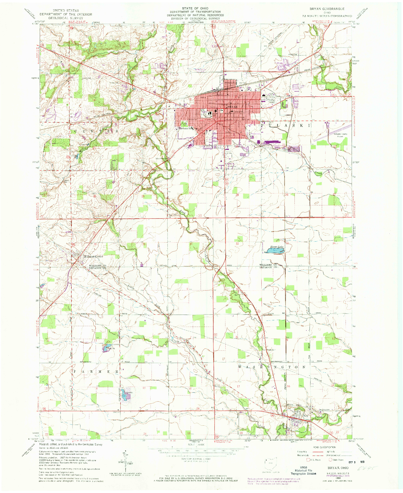 USGS 1:24000-SCALE QUADRANGLE FOR BRYAN, OH 1960