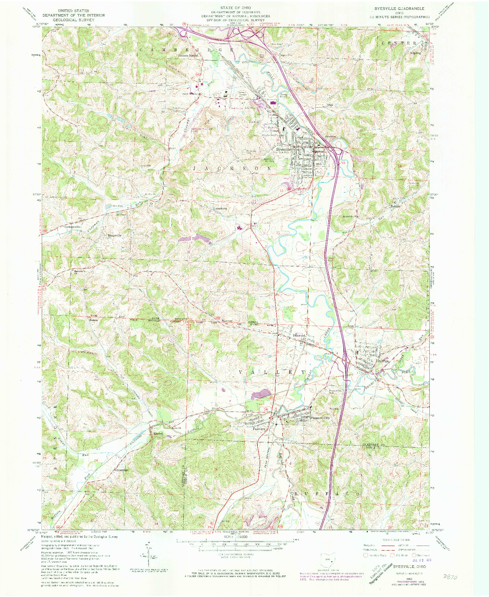 USGS 1:24000-SCALE QUADRANGLE FOR BYESVILLE, OH 1961