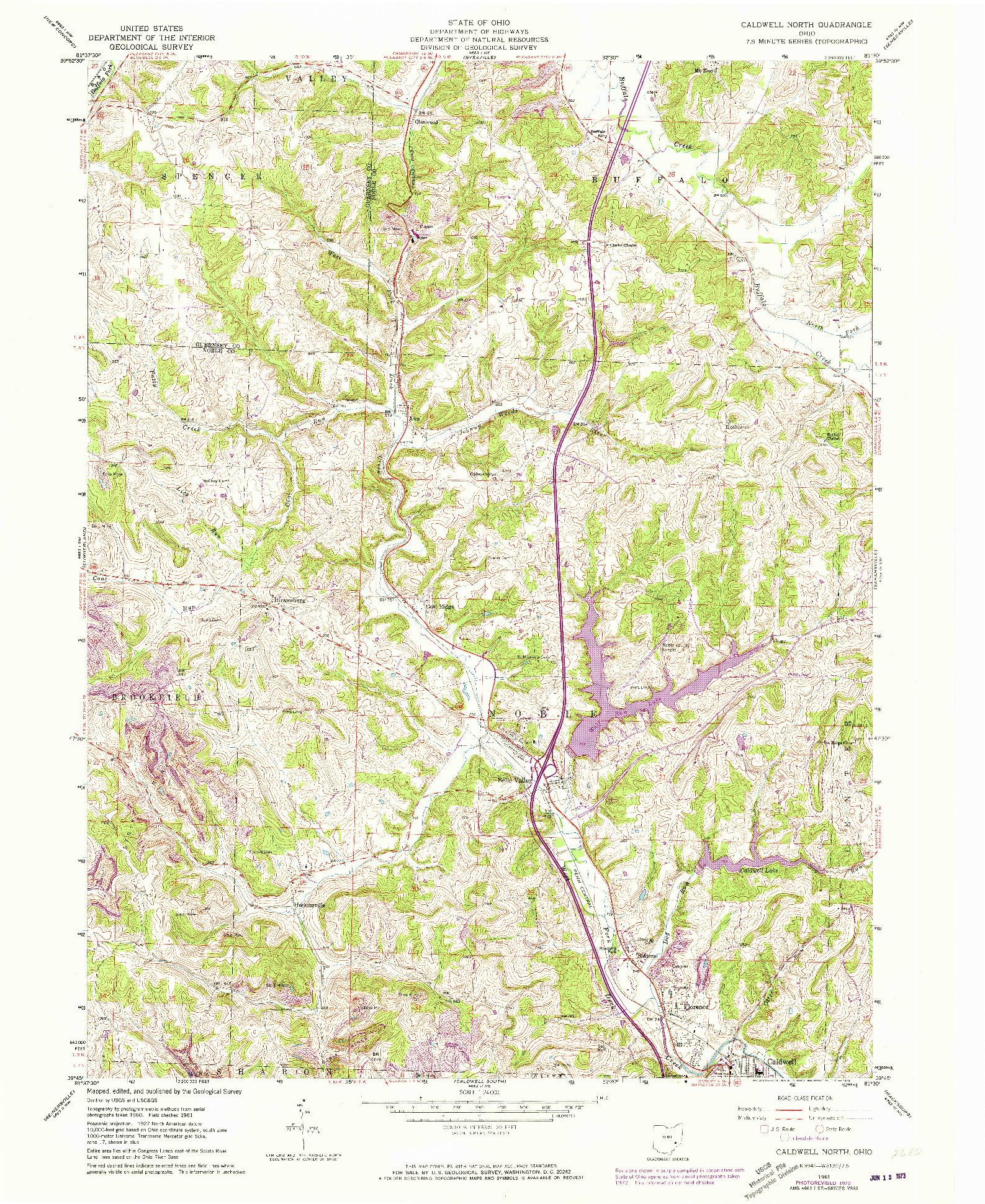 USGS 1:24000-SCALE QUADRANGLE FOR CALDWELL NORTH, OH 1961