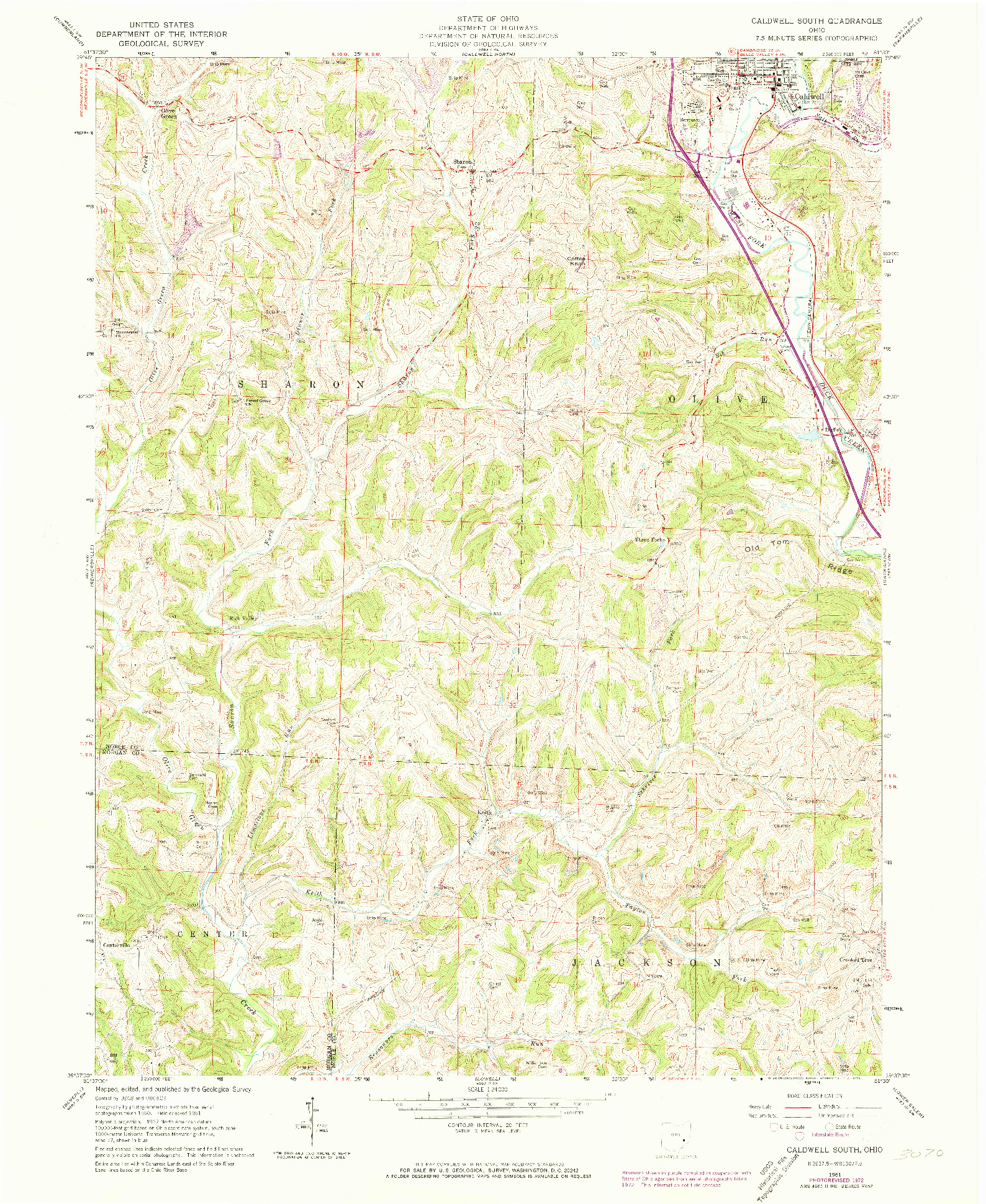 USGS 1:24000-SCALE QUADRANGLE FOR CALDWELL SOUTH, OH 1961