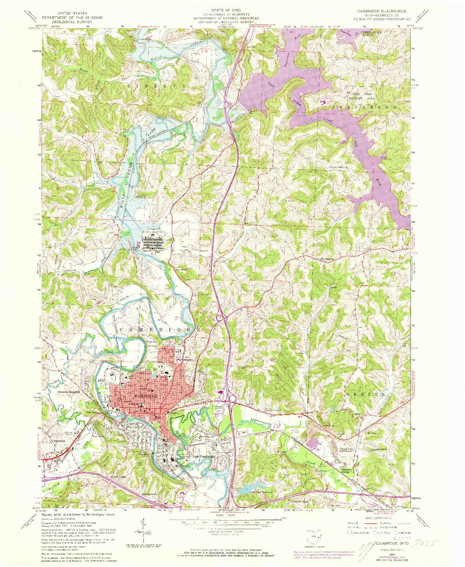 USGS 1:24000-SCALE QUADRANGLE FOR CAMBRIDGE, OH 1962