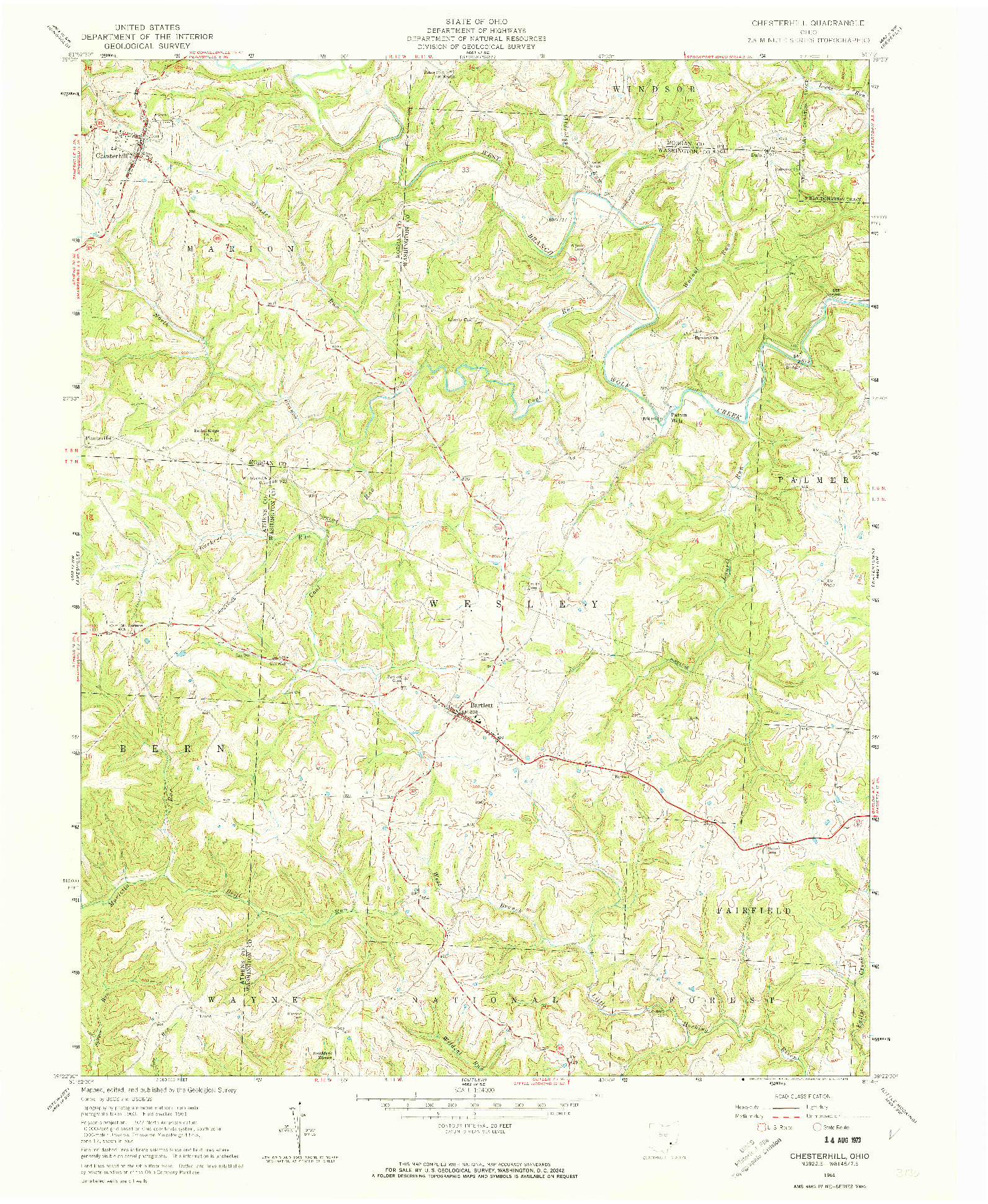 USGS 1:24000-SCALE QUADRANGLE FOR CHESTERHILL, OH 1961