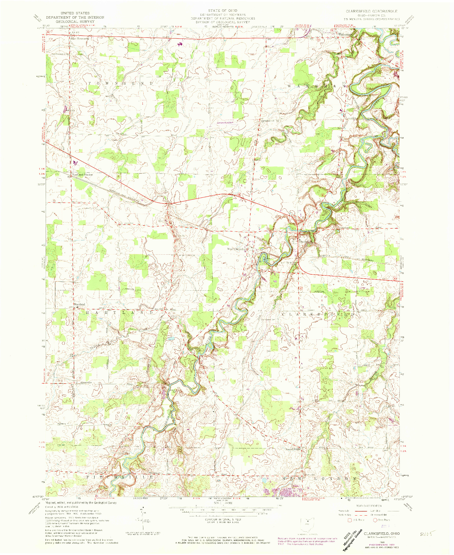 USGS 1:24000-SCALE QUADRANGLE FOR CLARKSFIELD, OH 1960